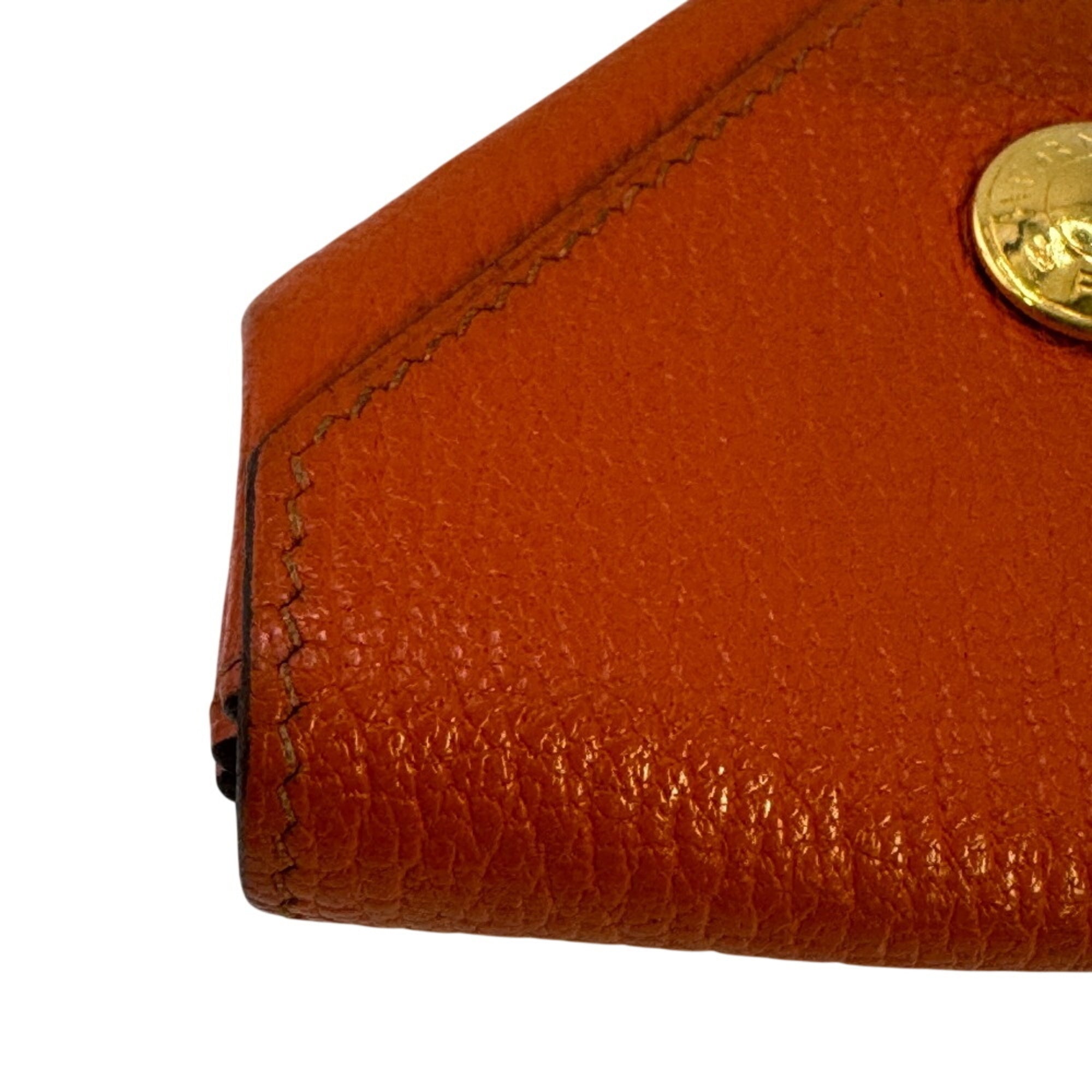 Hermes Orange Leather Coin Purse/Coin Case (Pre-Owned)