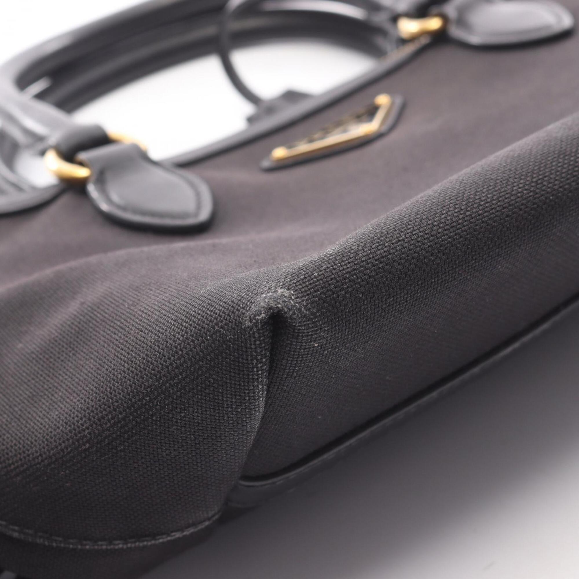Prada Black Canvas Leather Handbag (Pre-Owned)