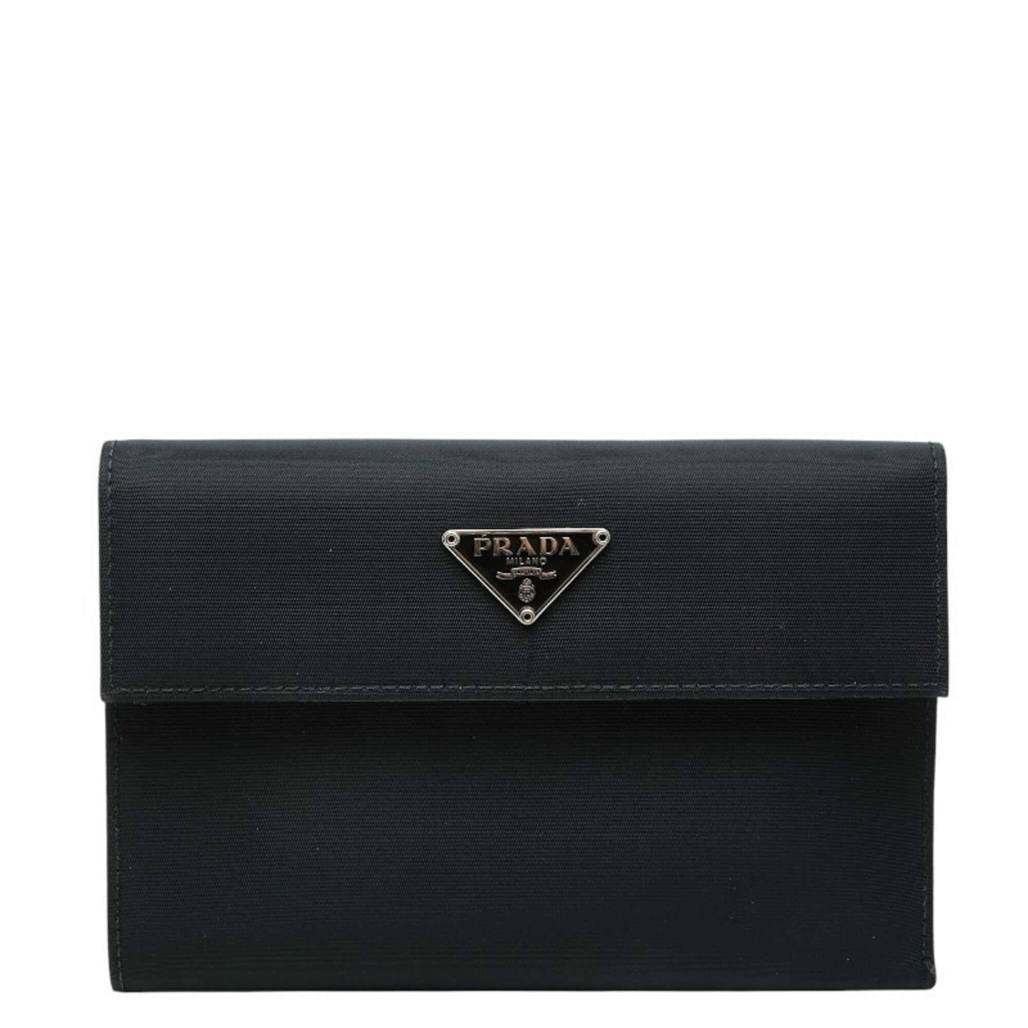 Prada Black Nylon Leather Wallet (Tri-Fold) (Pre-Owned)