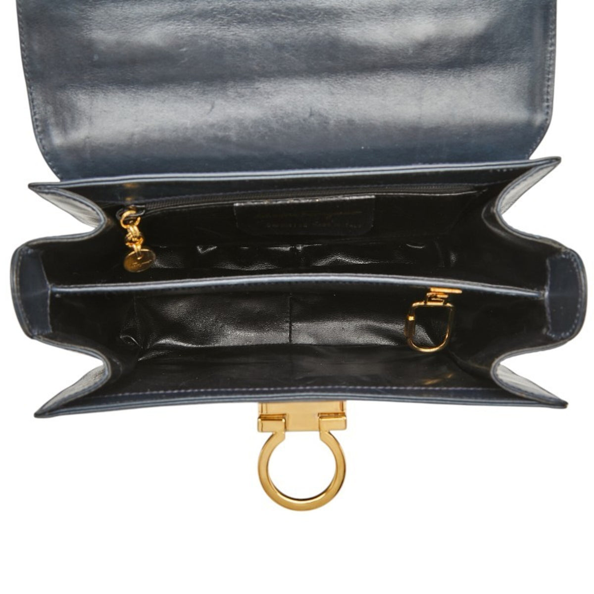 Salvatore Ferragamo Navy Leather Handbag Shoulder Bag (Pre-Owned)