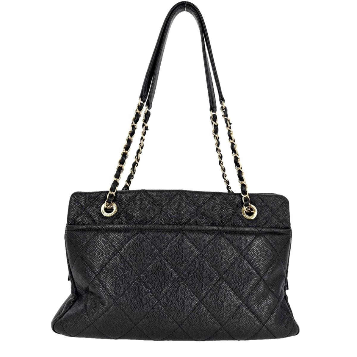 Chanel Black White Grained Calfskin Handbag (Pre-Owned)