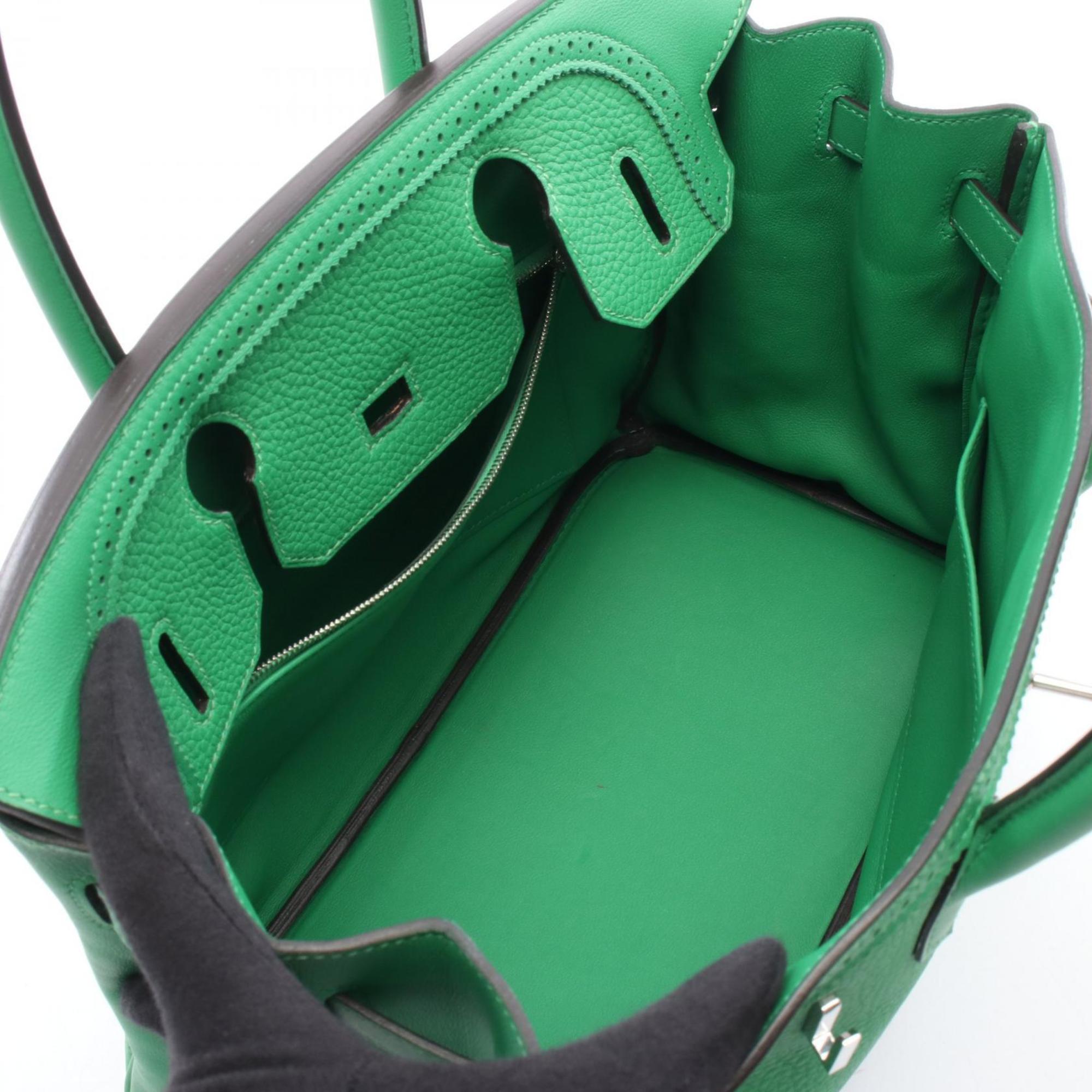 Hermes Bambou Green Togo Leather Leather Handbag (Pre-Owned)
