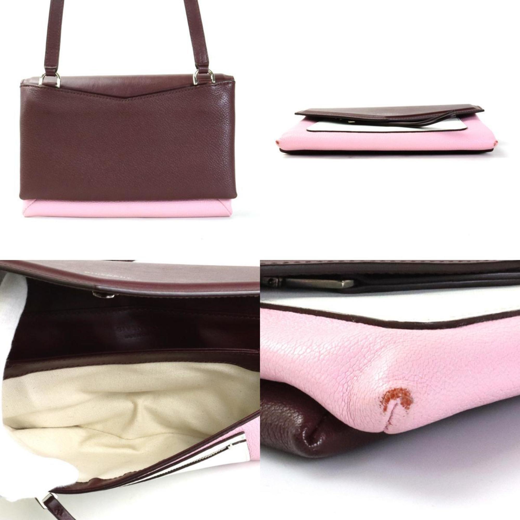 Givenchy Bordeaux Pink White Leather Shoulder Bag (Pre-Owned)