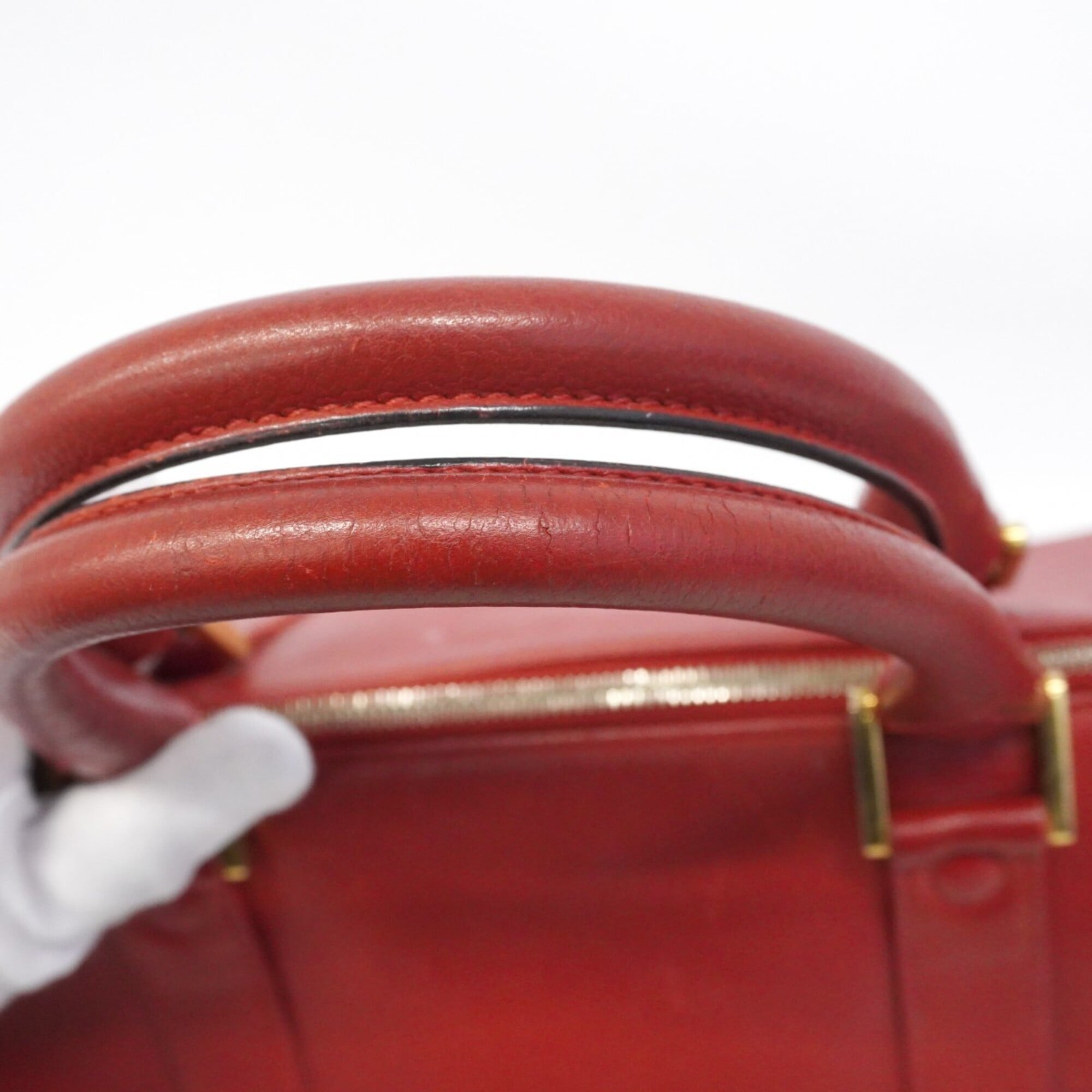 Chanel Red Color Grained Calfskin Handbag (Pre-Owned)