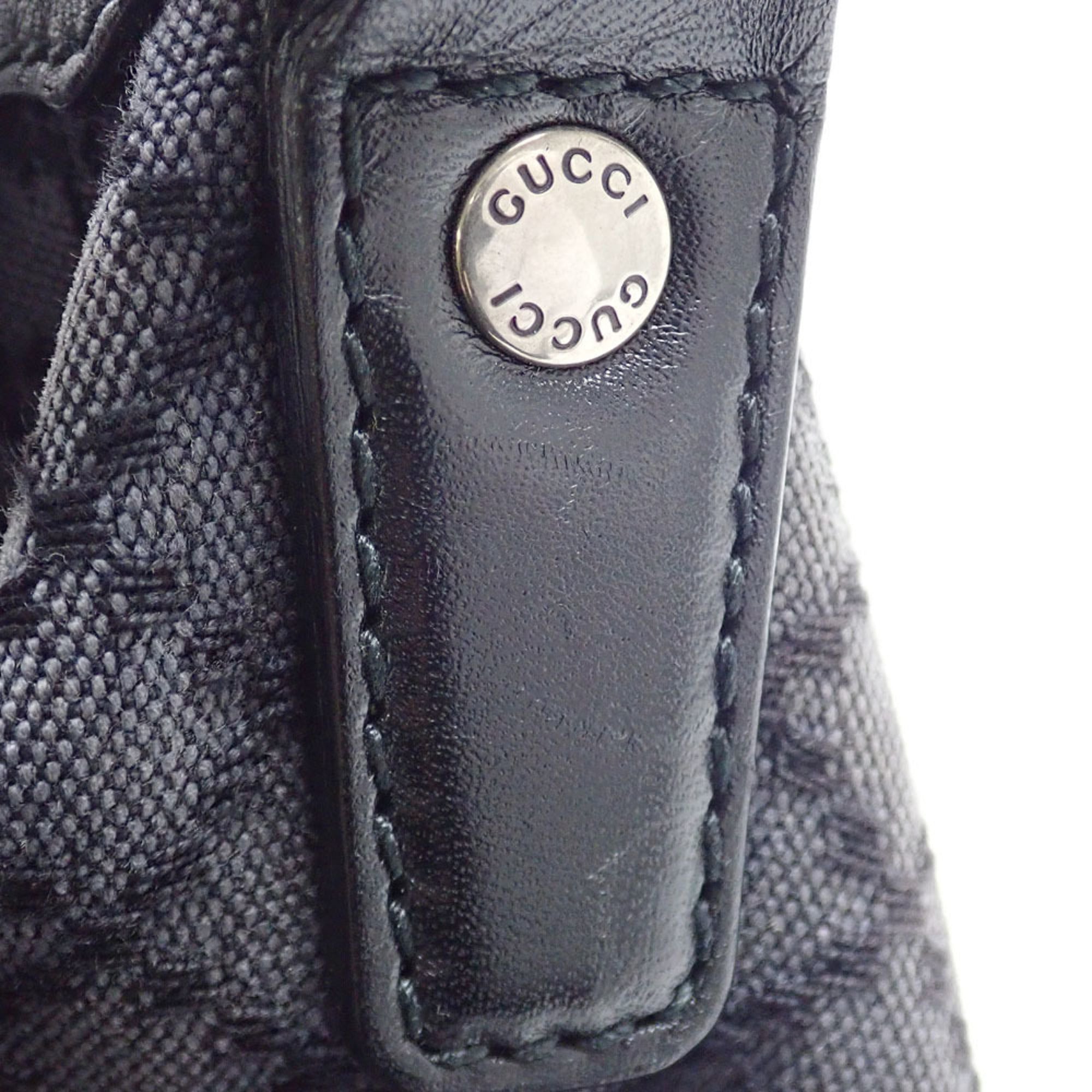 Gucci Black Leather Canvas Shoulder Bag (Pre-Owned)
