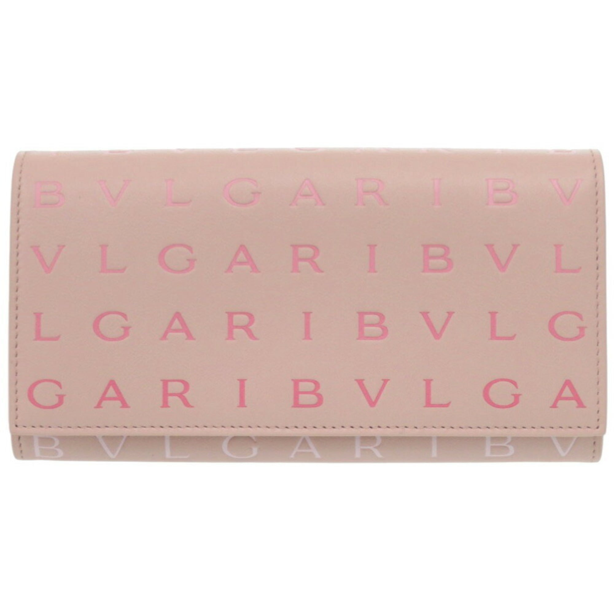 Bvlgari Pink Leather Long Wallet (Bi-Fold) (Pre-Owned)