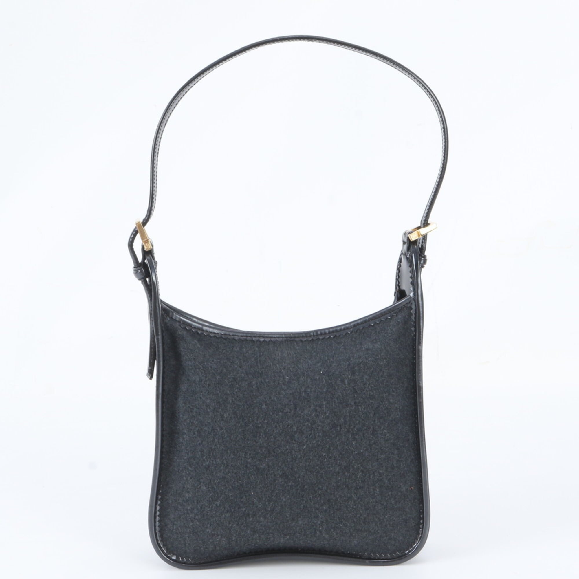 Loewe Black Gray Leather Handbag Shoulder Bag (Pre-Owned)