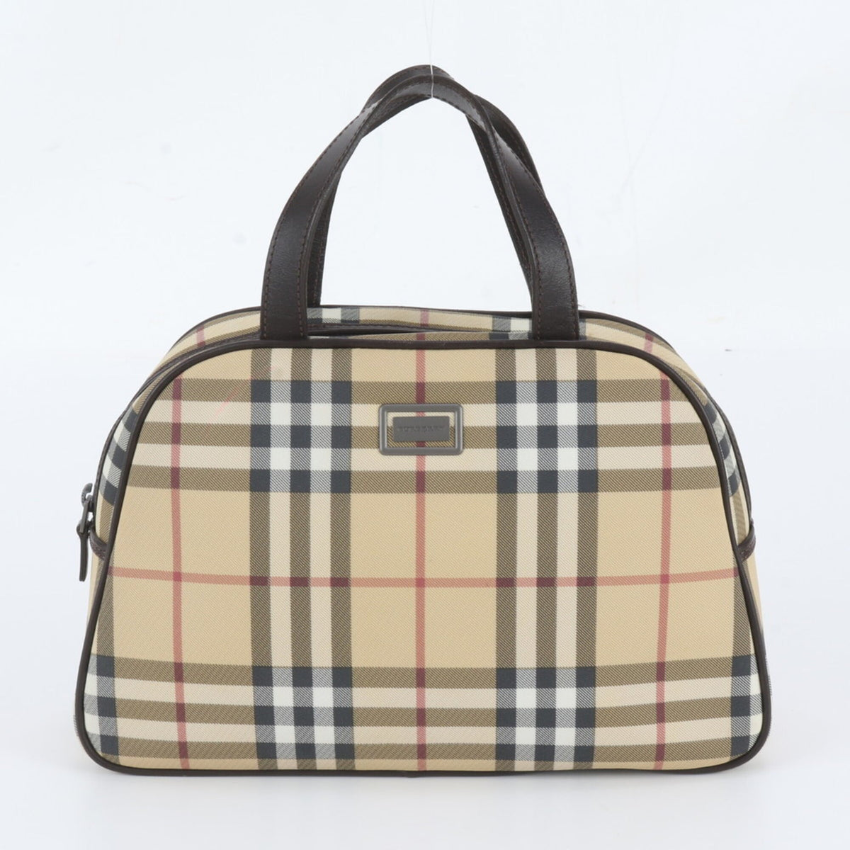Burberry Beige Leather Coated Canvas Handbag Tote Bag (Pre-Owned)