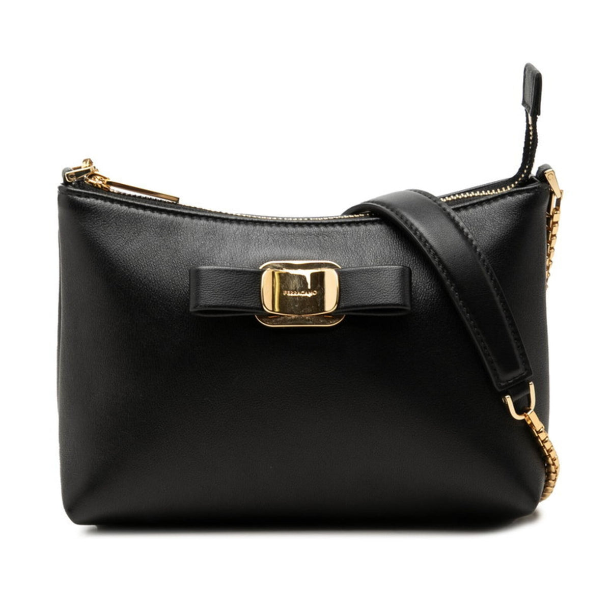 Salvatore Ferragamo Black Leather Shoulder Bag (Pre-Owned)