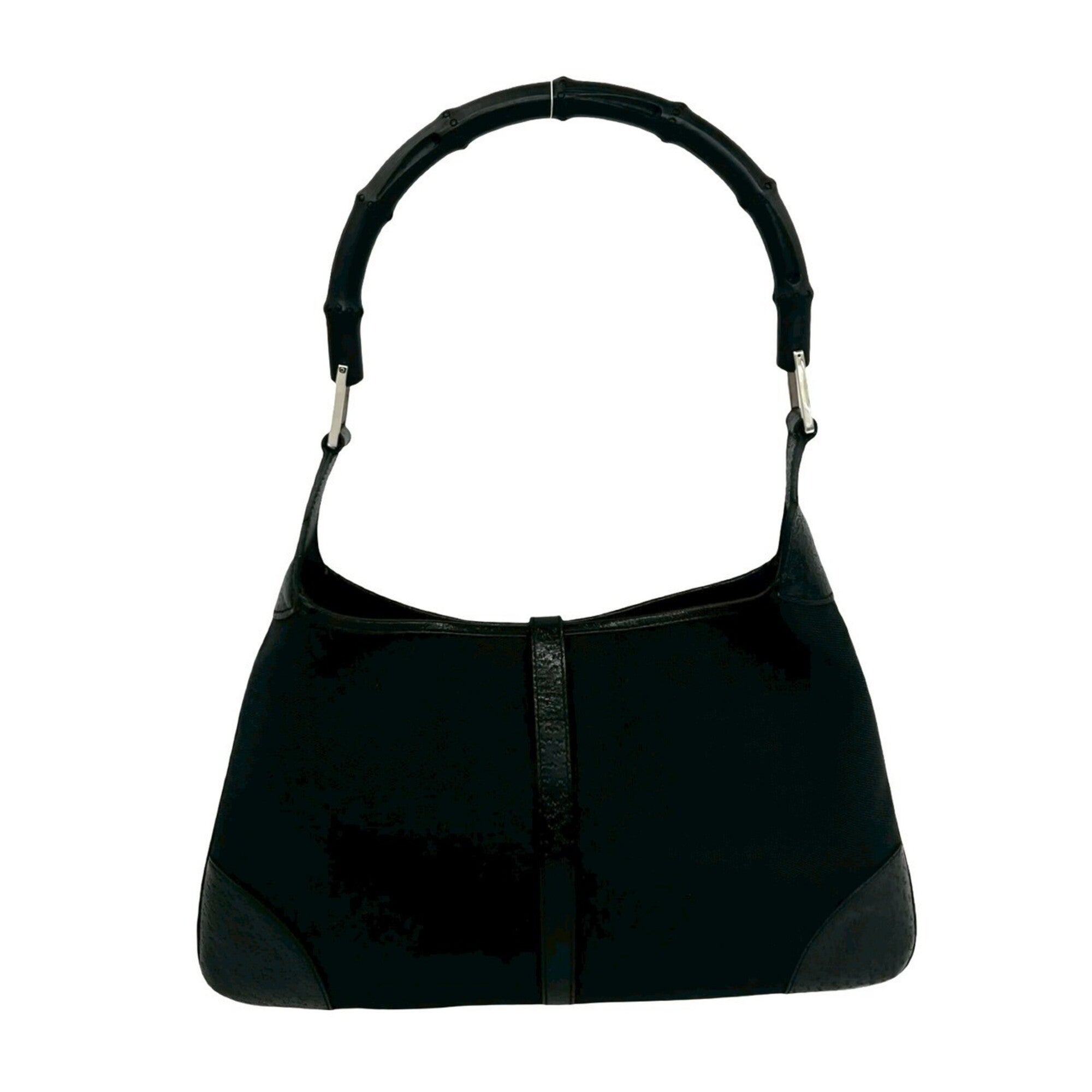 Gucci Black Canvas Leather Handbag Shoulder Bag (Pre-Owned)