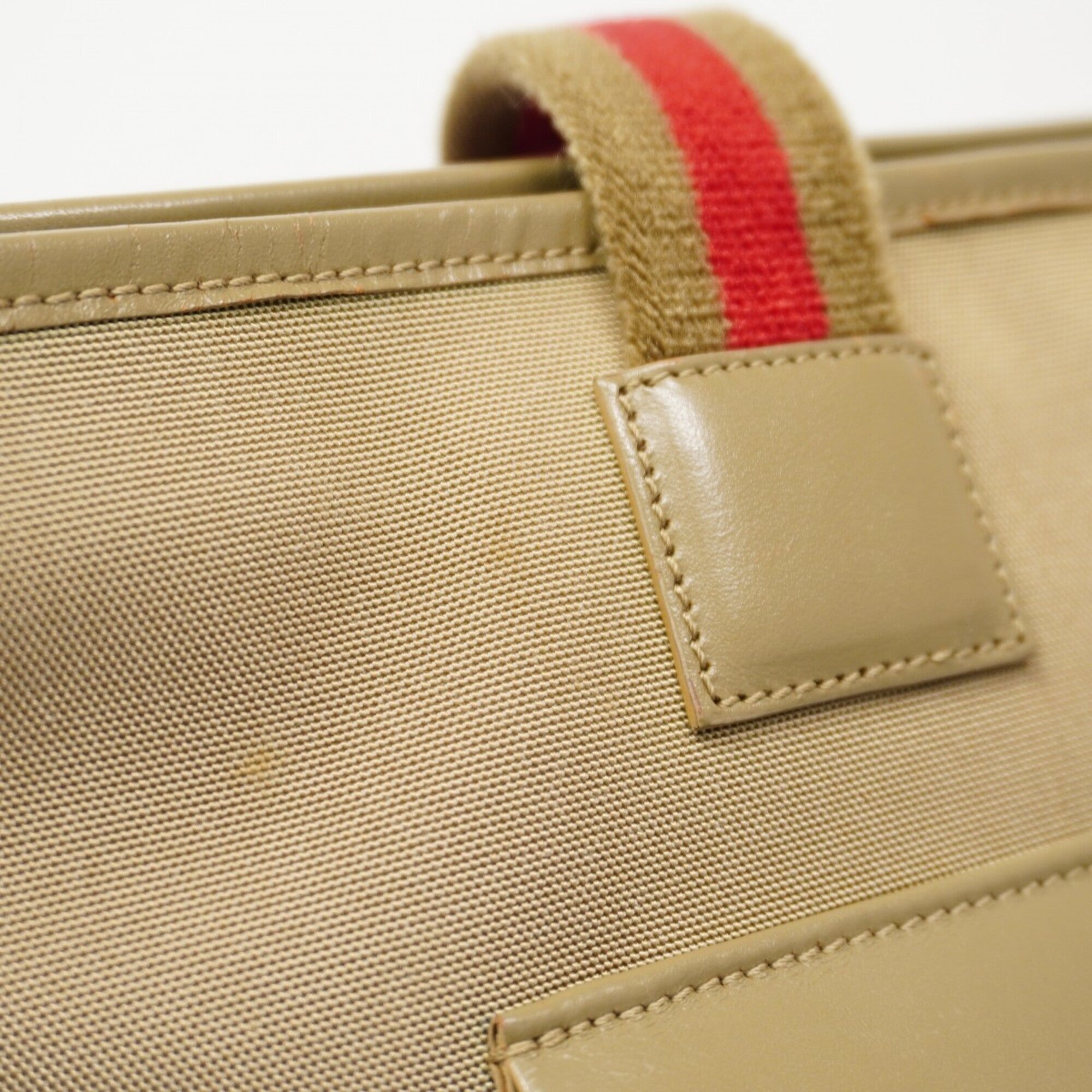 Gucci Khaki Canvas Tote Bag (Pre-Owned)