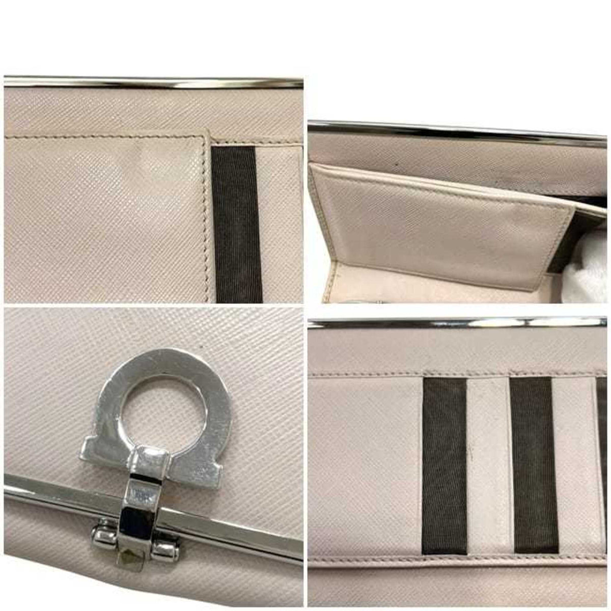 Salvatore Ferragamo Beige Leather Long Wallet (Bi-Fold) (Pre-Owned)