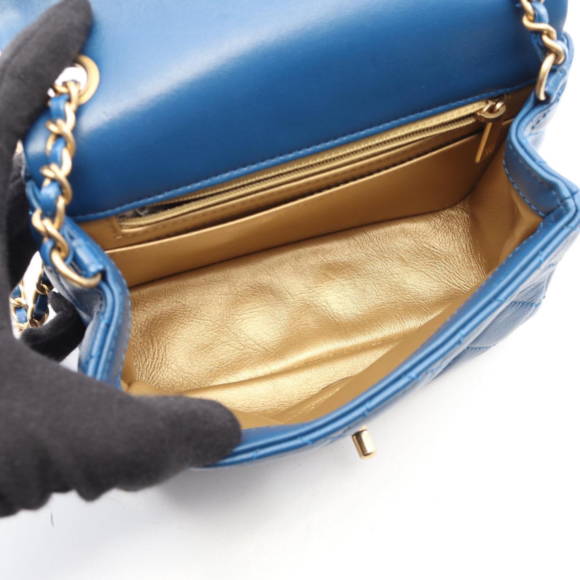 Chanel Blue Leather Handbag Shoulder Bag (Pre-Owned)