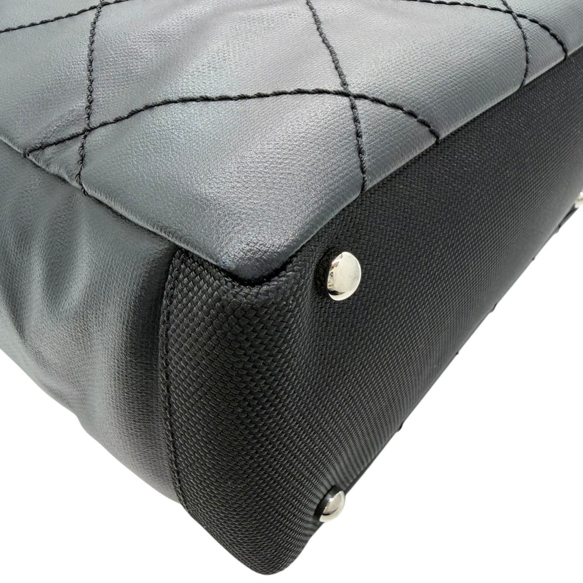 Chanel Black Coated Canvas Leather Tote Bag (Pre-Owned)