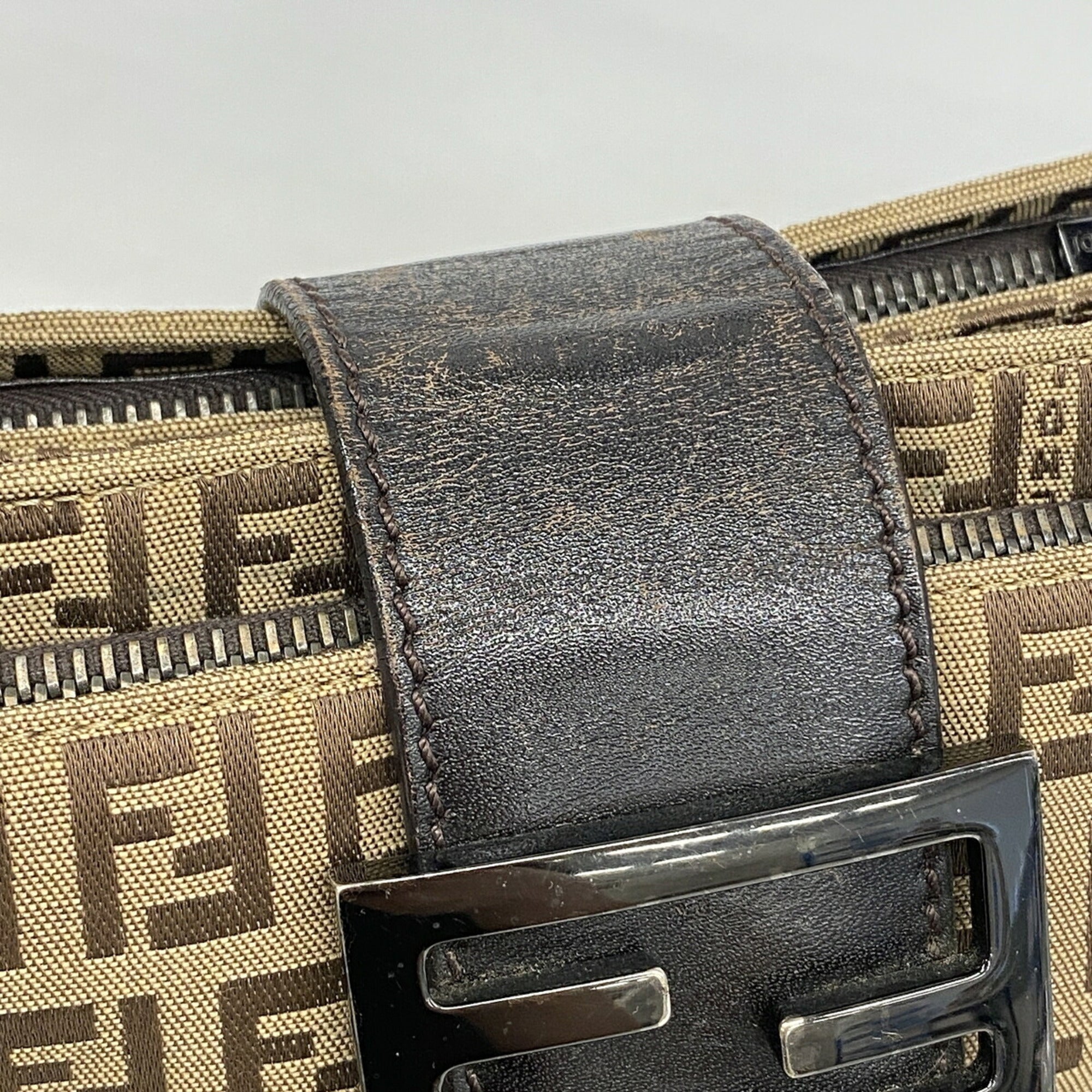 Fendi Brown Nylon Canvas Shoulder Bag (Pre-Owned)
