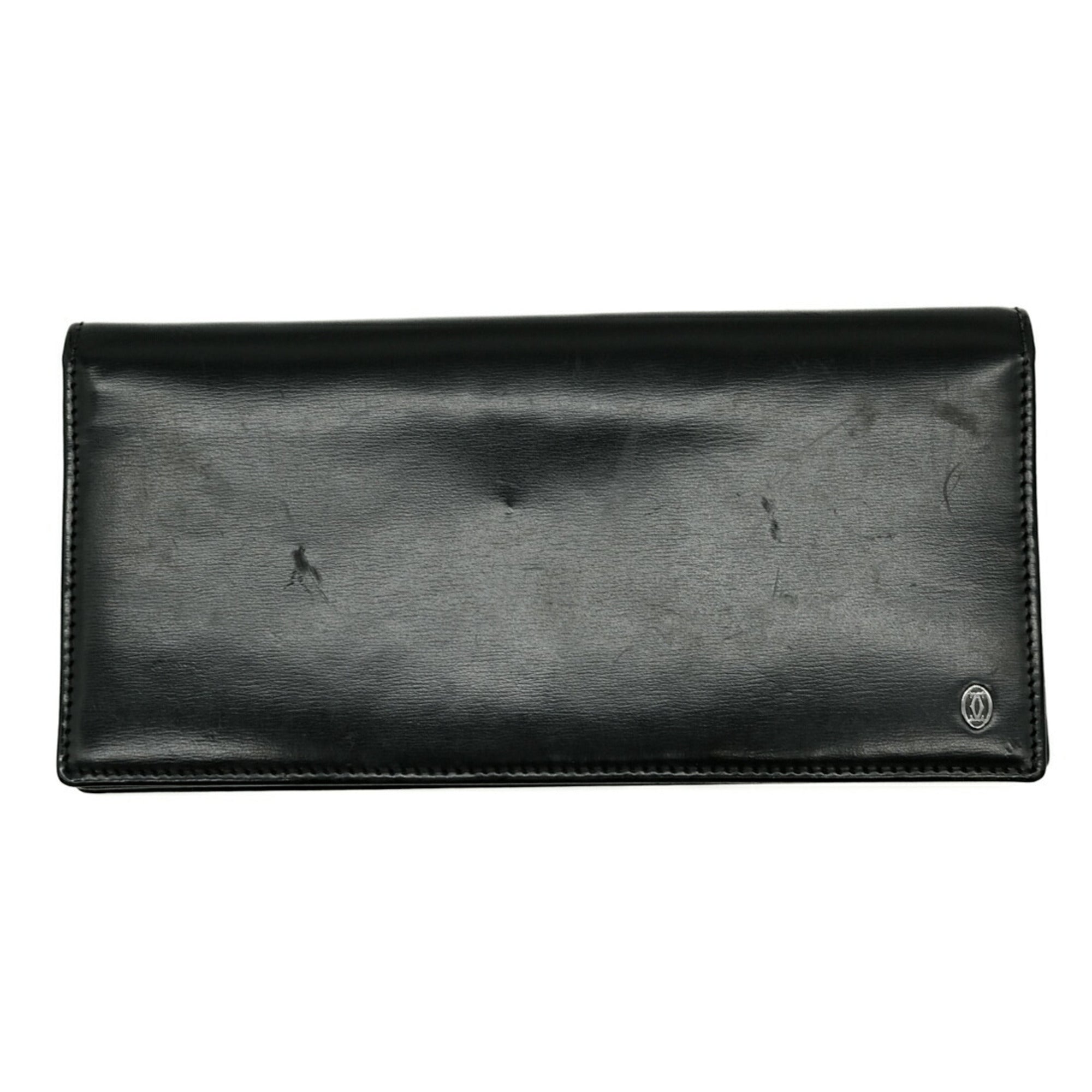 Cartier Black Leather Long Wallet (Bi-Fold) (Pre-Owned)