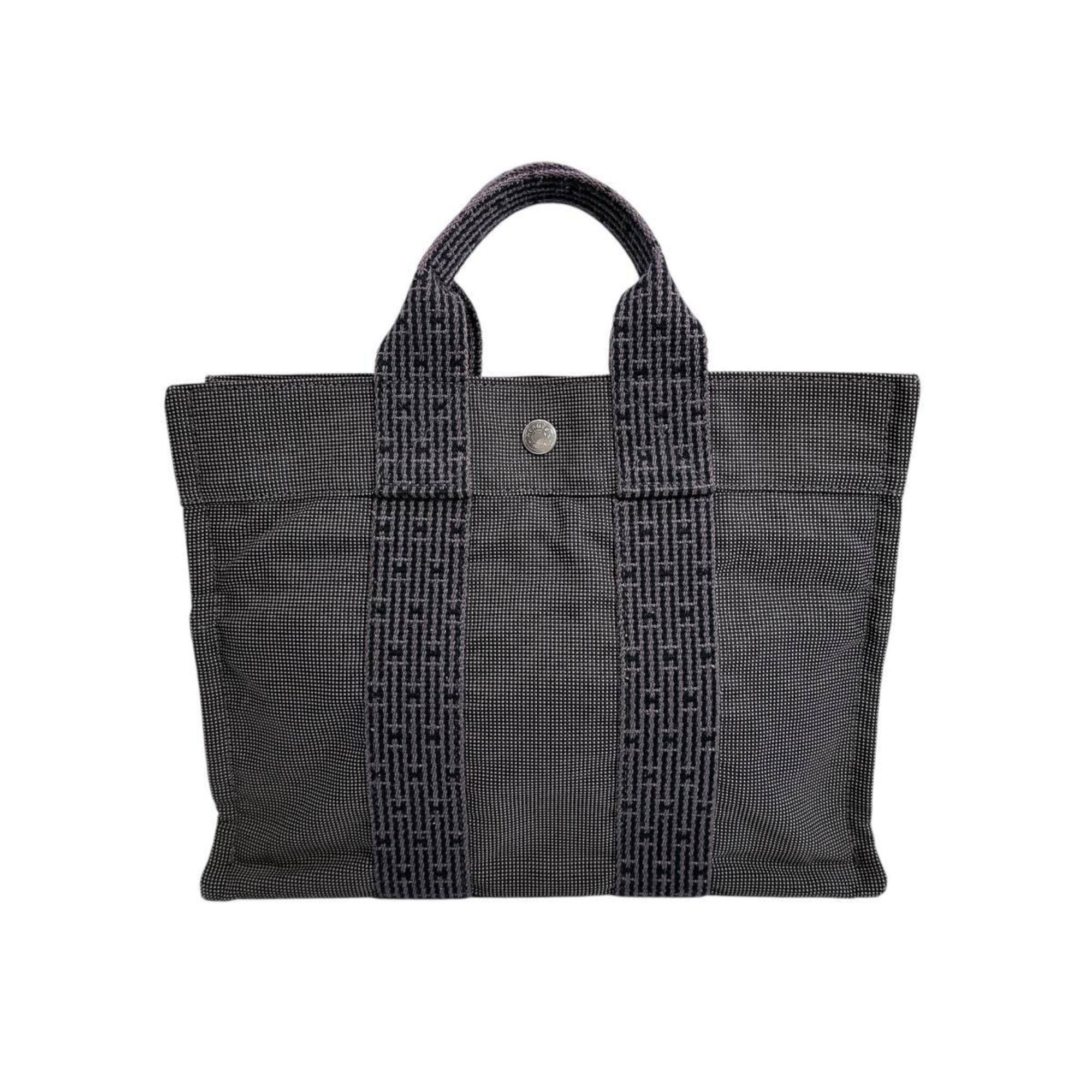 Hermes Her Line Gray Canvas Tote Bag (Pre-Owned)