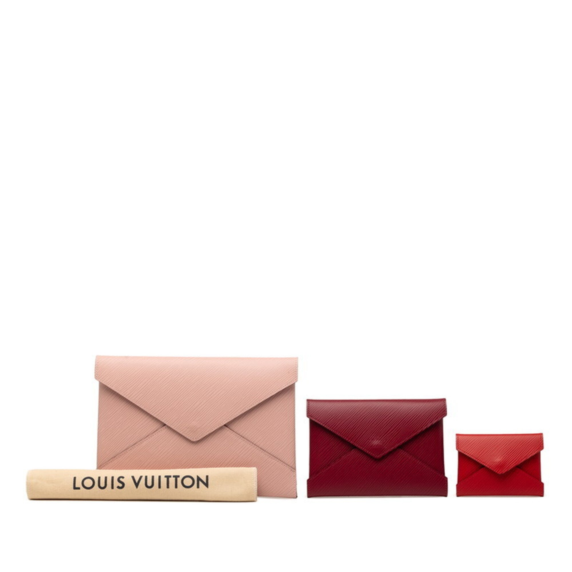 Louis Vuitton Bordeaux Pink Red Color Leather Clutch Bag Handbag Pochette Pouch (Pre-Owned)