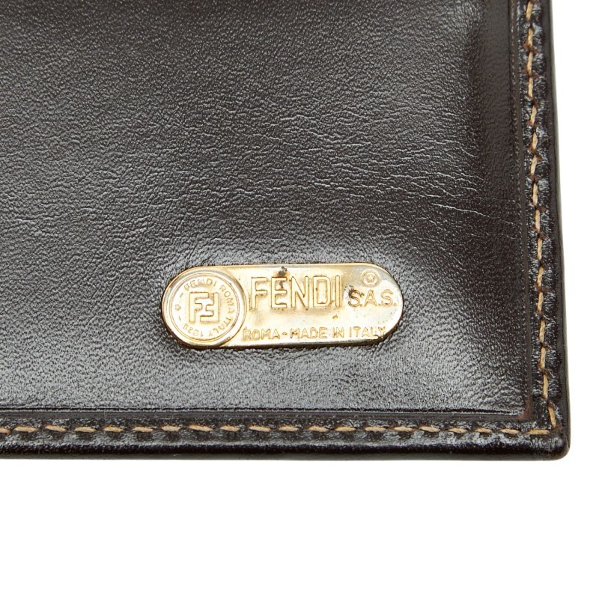 Fendi Brown Canvas Leather Long Wallet (Bi-Fold) (Pre-Owned)