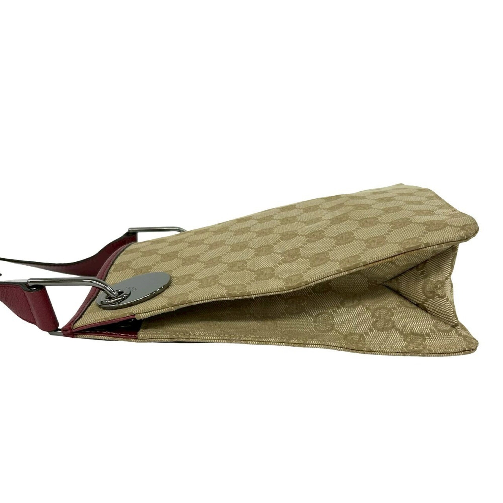 Gucci Beige Bordeaux Canvas Leather Pochette Shoulder Bag (Pre-Owned)