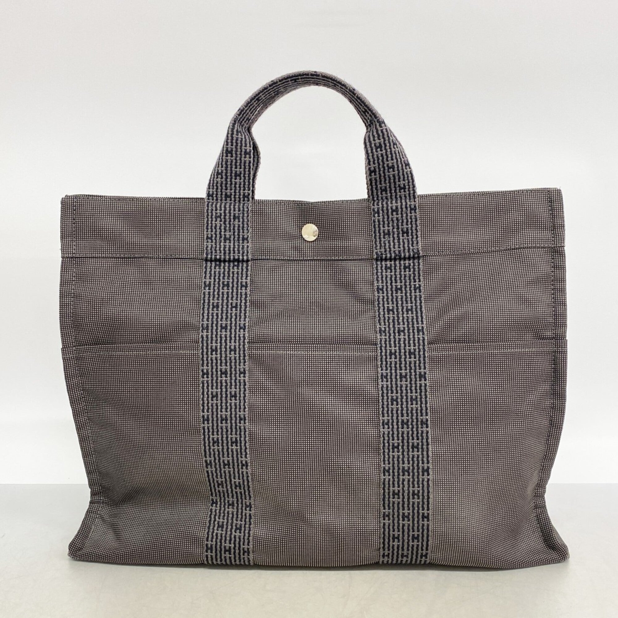 Hermes Gray Canvas Tote Bag (Pre-Owned)