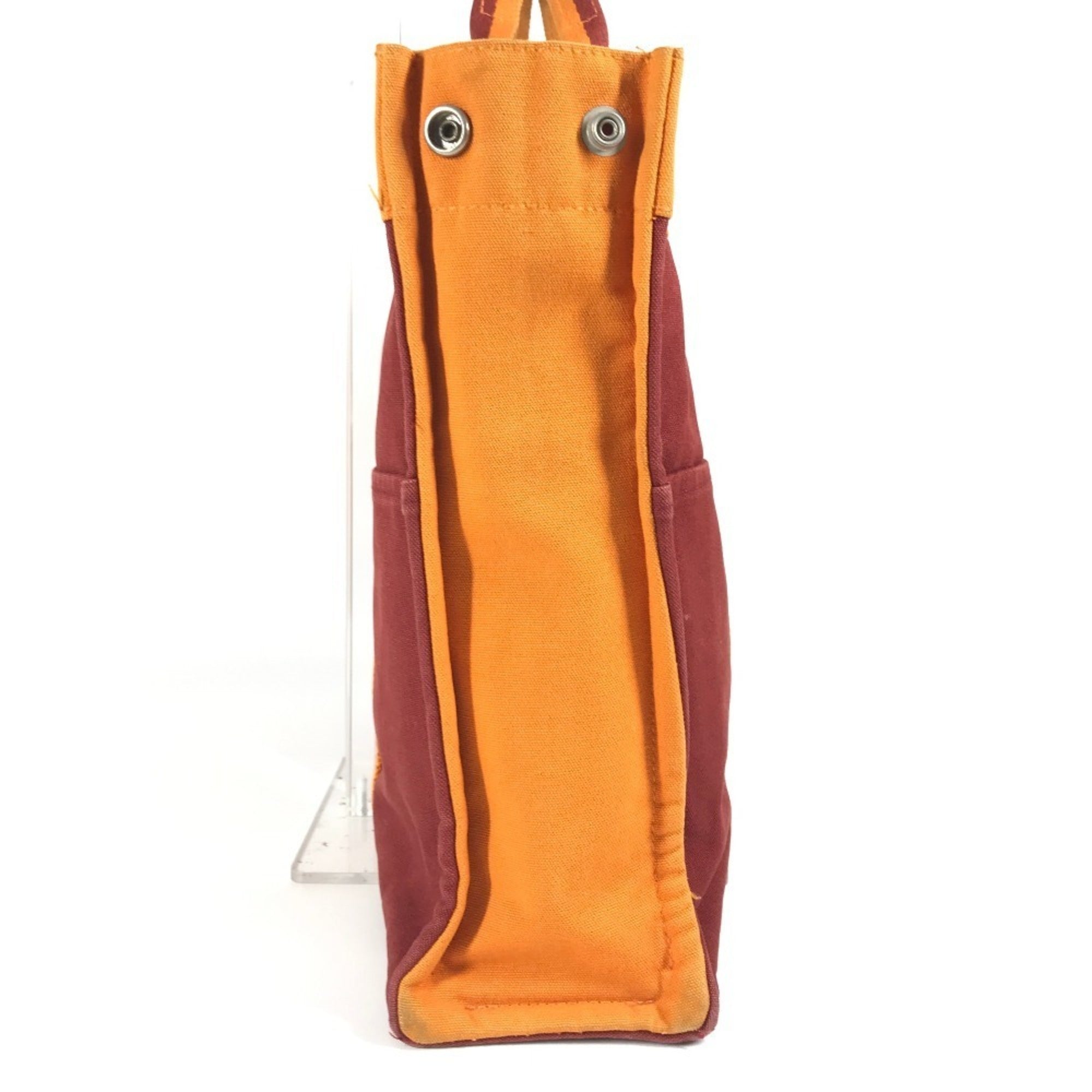 Hermes Orange Red Color Cotton Handbag Tote Bag (Pre-Owned)
