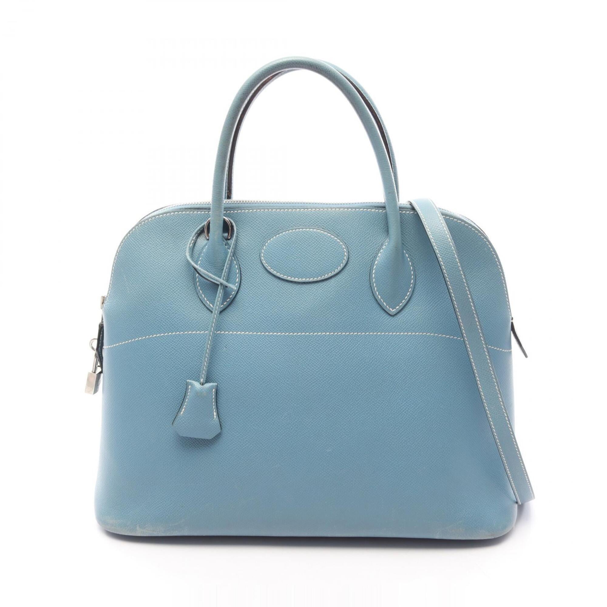 Hermes Blue Blue Jean Epsom Leather Leather Handbag (Pre-Owned)