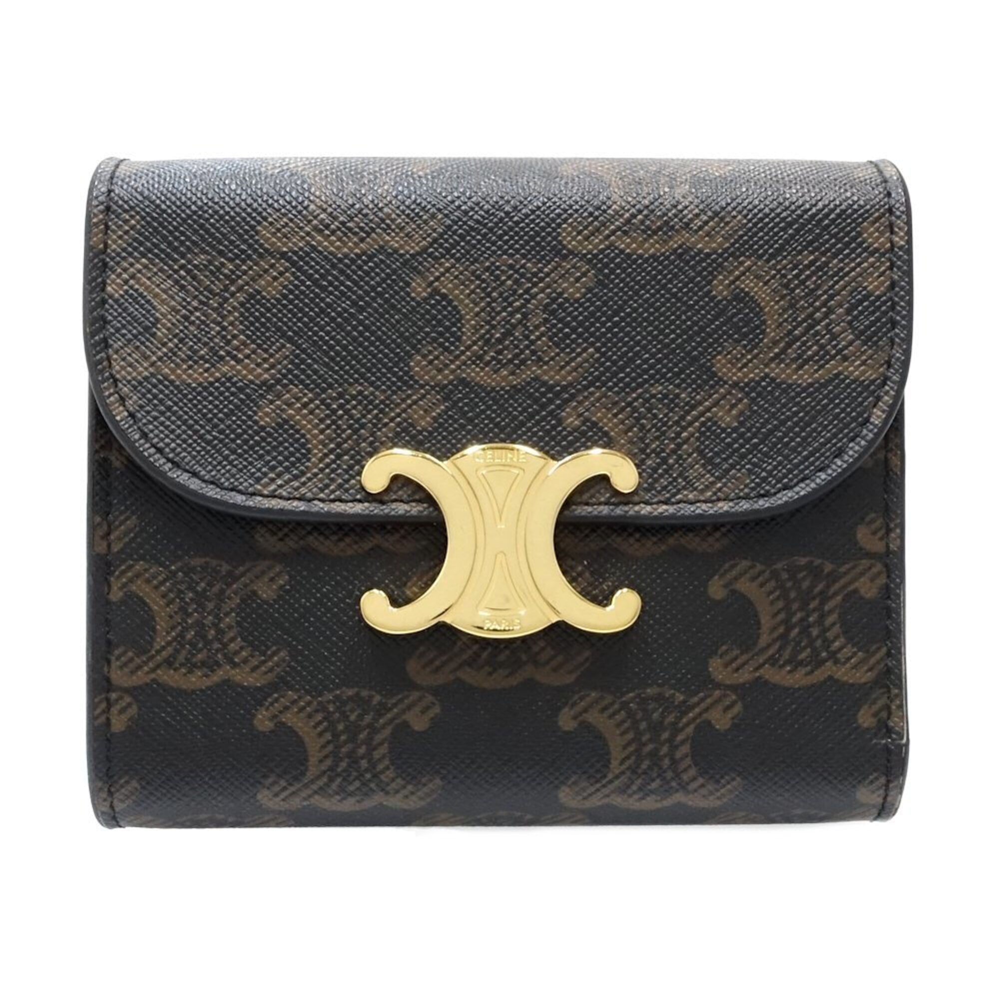 Celine Brown Canvas Leather Wallet (Tri-Fold) (Pre-Owned)