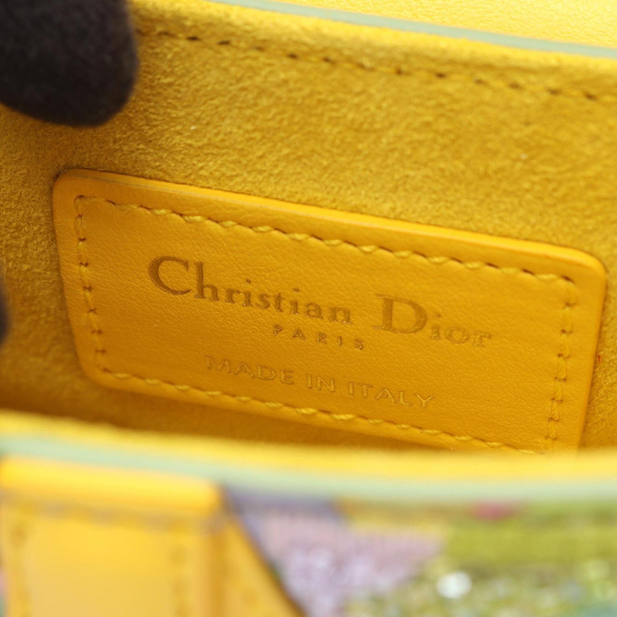 Christian Dior Green Green Multi-Color Yellow Leather Fabric Handbag Saddle Bag (Pre-Owned)
