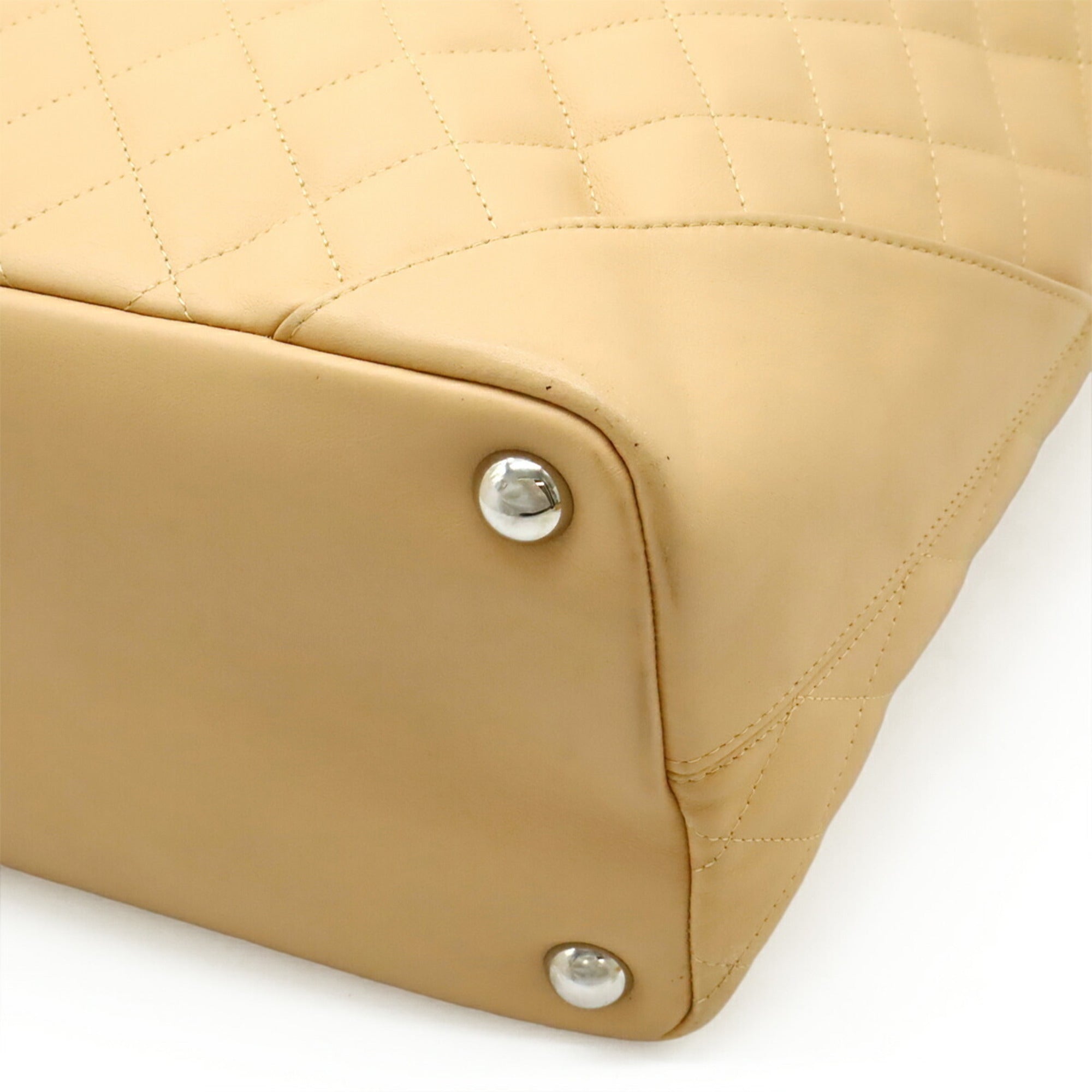 Chanel Beige Yellow Leather Shoulder Bag Tote Bag (Pre-Owned)