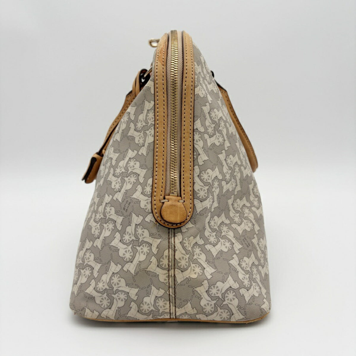 Celine Gray White Pvc Leather Boston Bag Handbag (Pre-Owned)