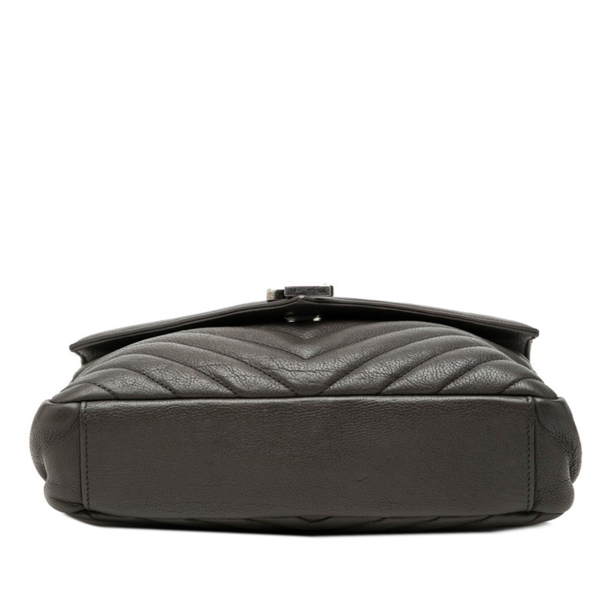 Saint Laurent Gray Leather Handbag Shoulder Bag (Pre-Owned)