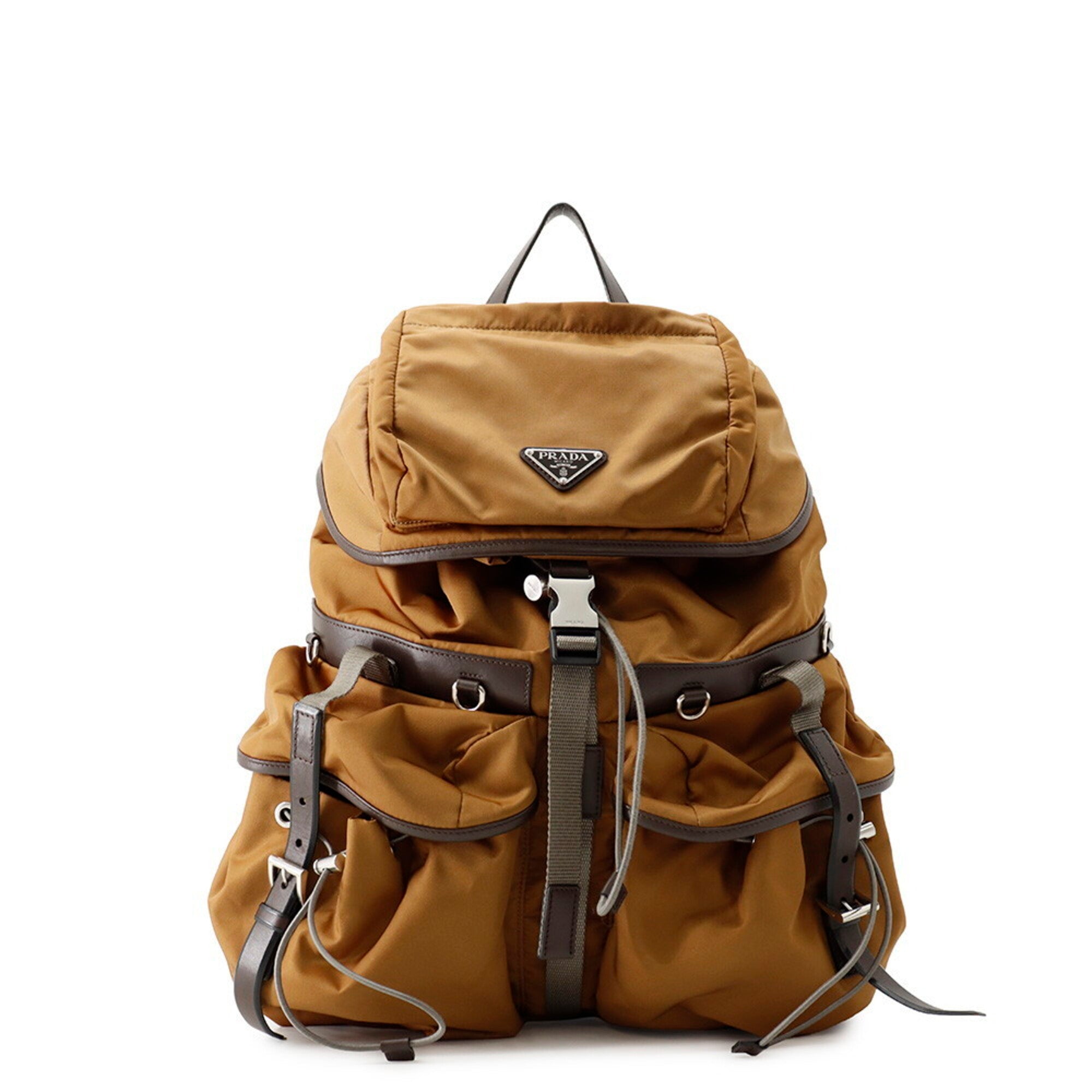 Prada Brown Nylon Leather Backpack (Pre-Owned)