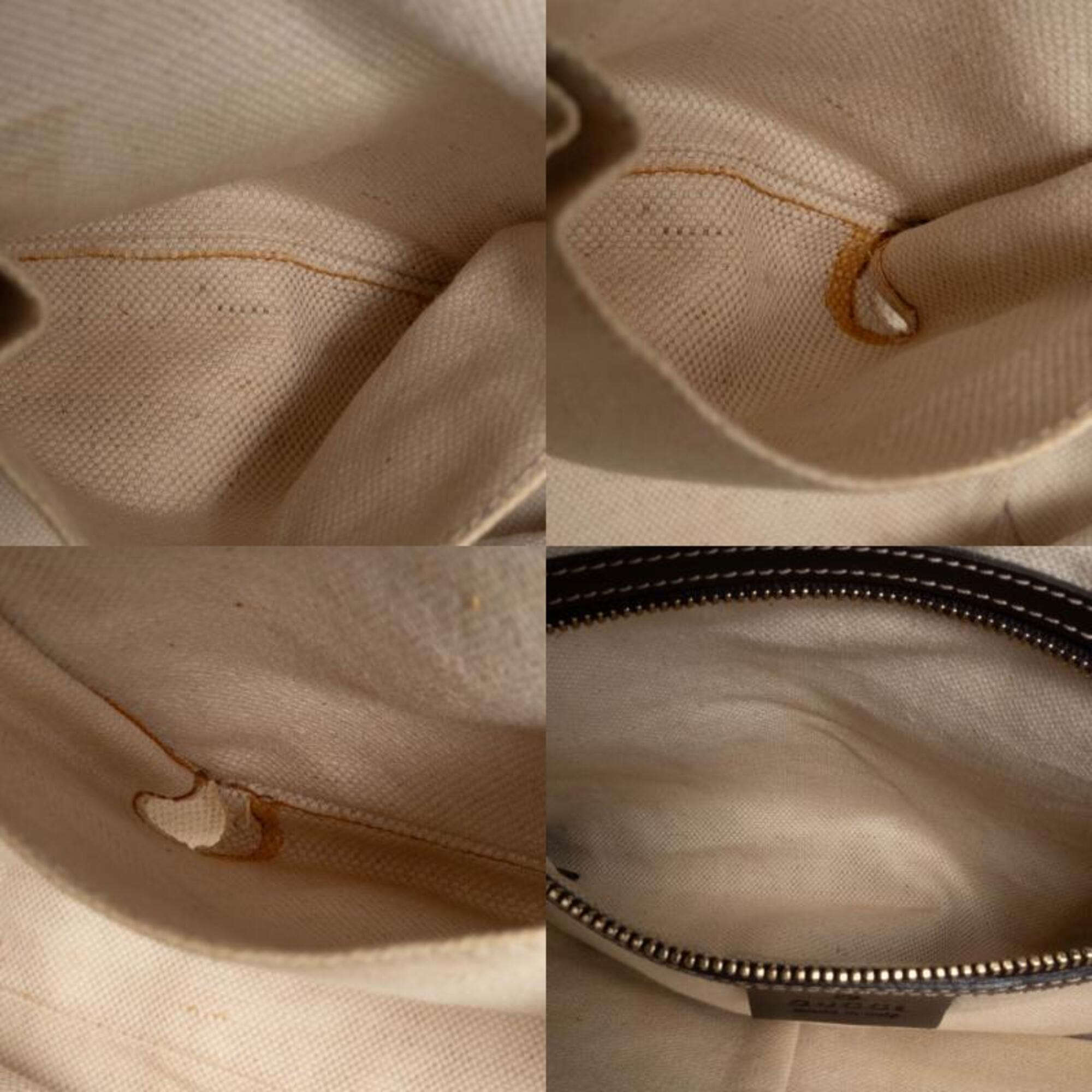 Gucci Gg Canvas Beige Brown Gg Canvas Leather Handbag (Pre-Owned)