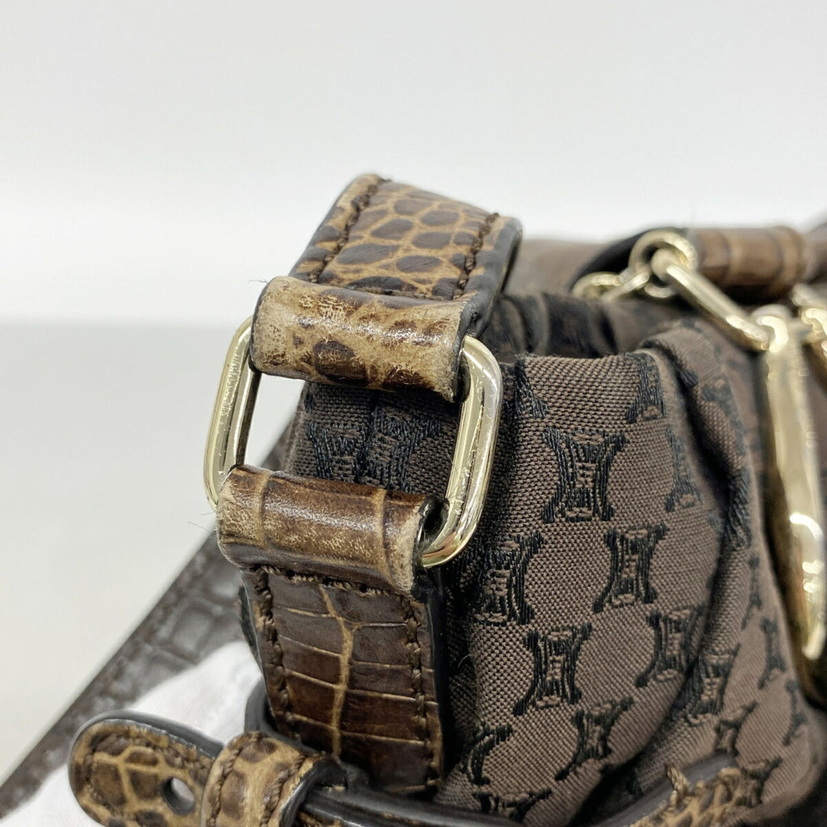 Celine Brown Nylon Canvas Handbag (Pre-Owned)