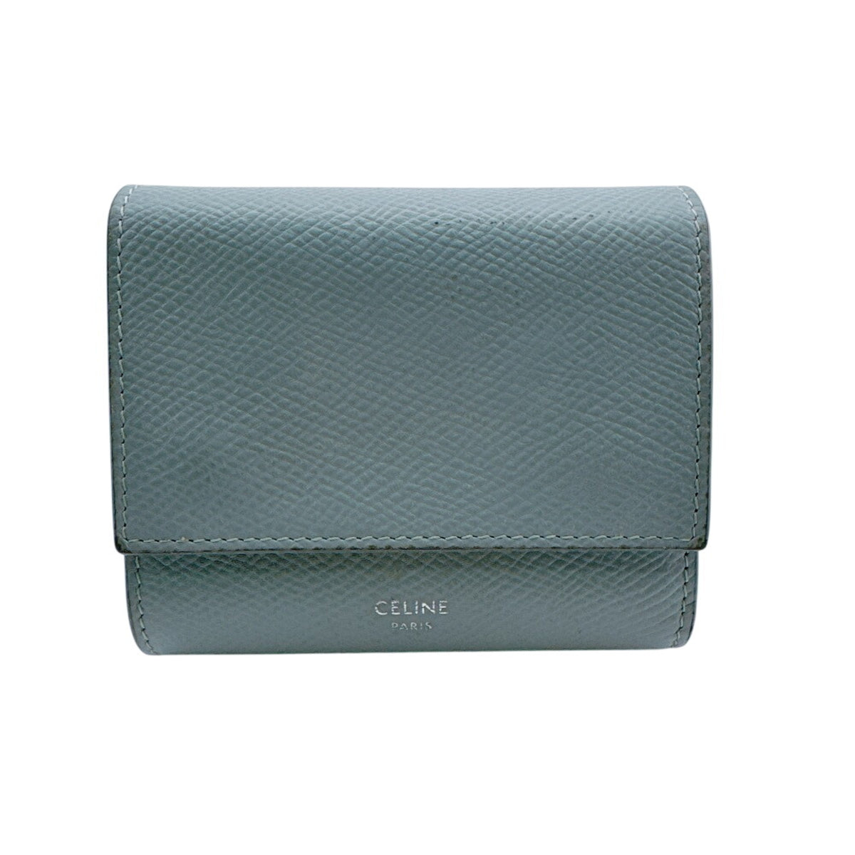 Celine Blue Light Blue Leather Wallet (Tri-Fold) (Pre-Owned)