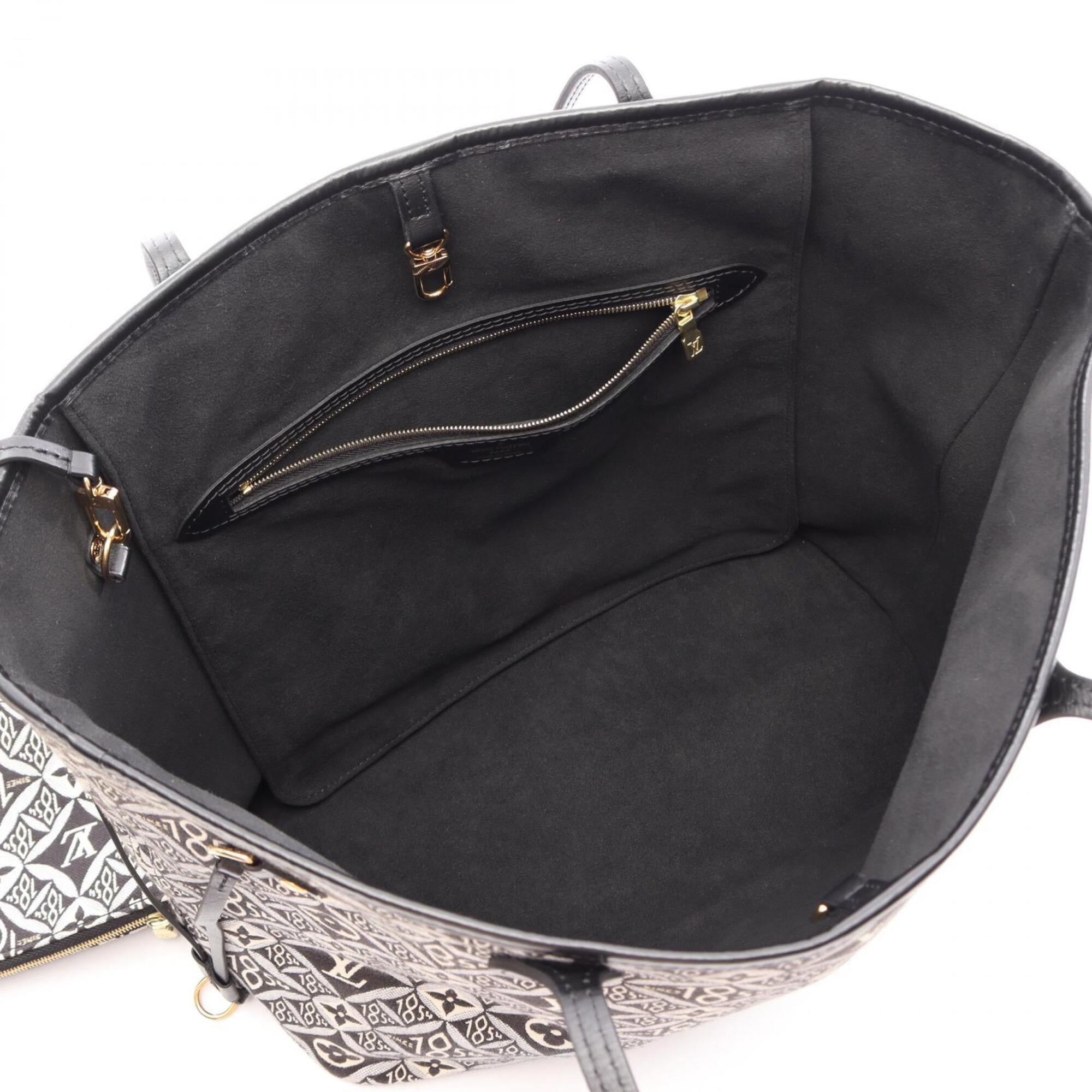 Louis Vuitton Black Gray Ivory Noir Canvas Leather Handbag Pouch Tote Bag (Pre-Owned)
