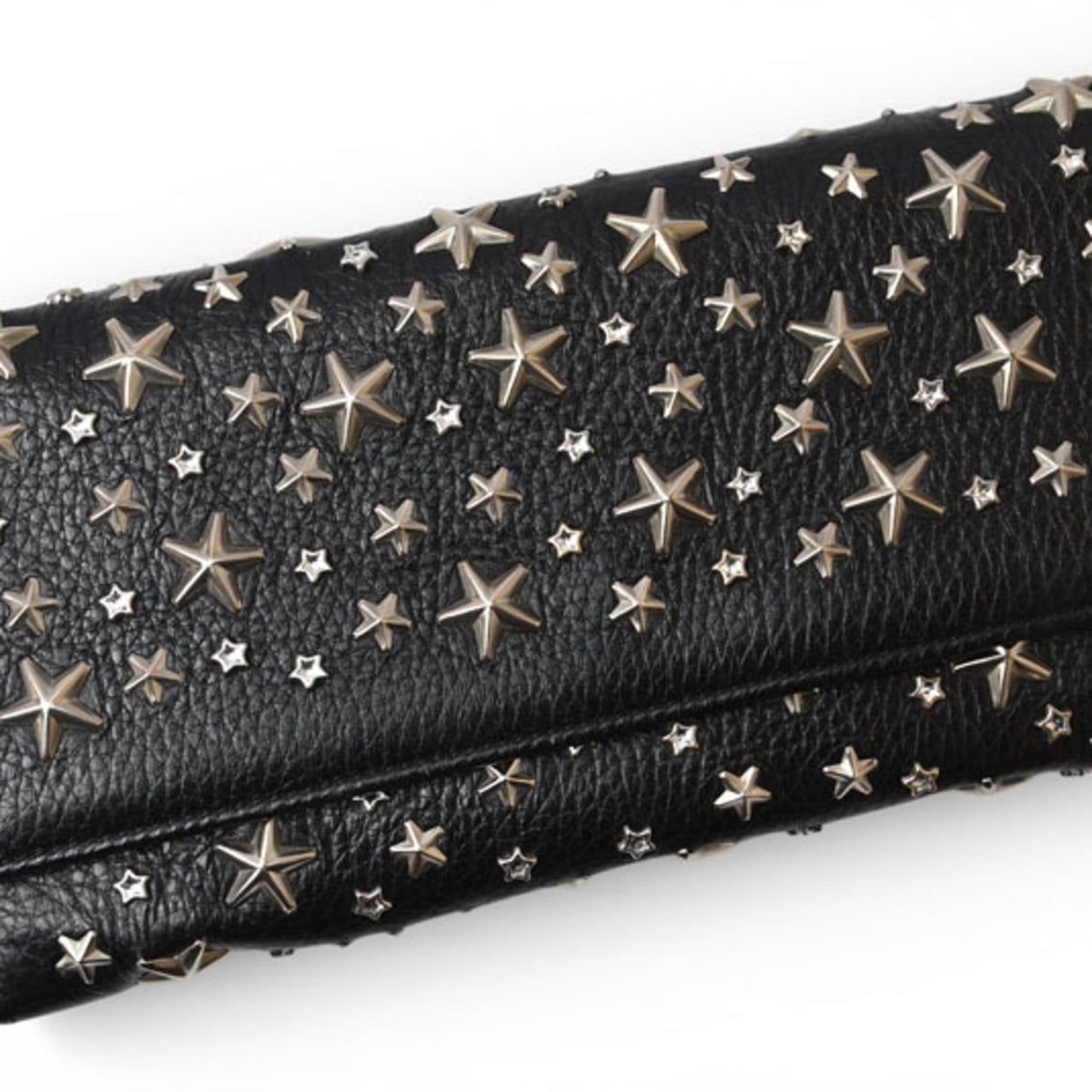 Jimmy Choo Black Leather Rhinestone Chain/Shoulder Wallet (Pre-Owned)