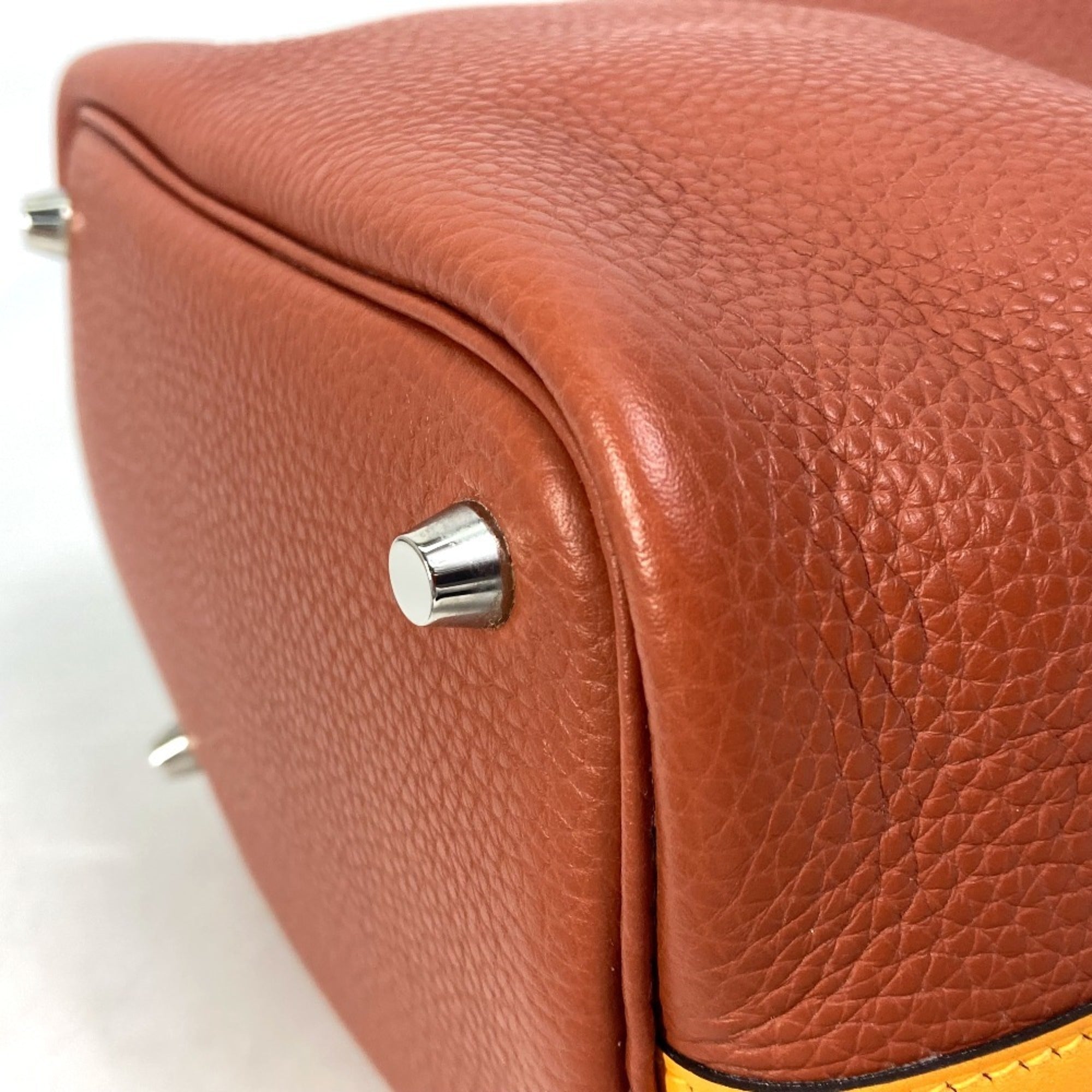 Hermes Bicolor Brown Orange Togo Leather Swift Leather Handbag Tote Bag (Pre-Owned)