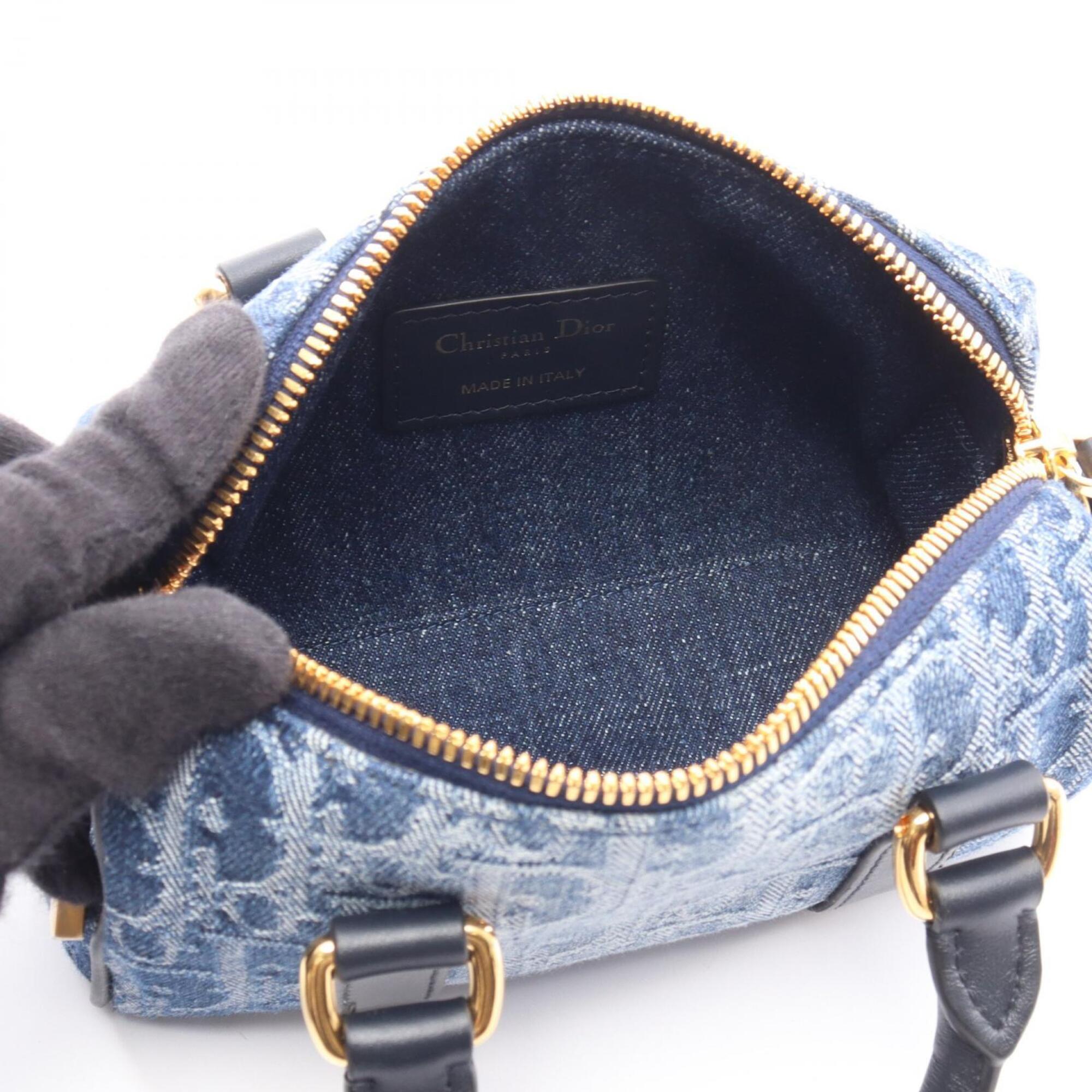 Christian Dior Blue Navy Denim Leather Handbag (Pre-Owned)