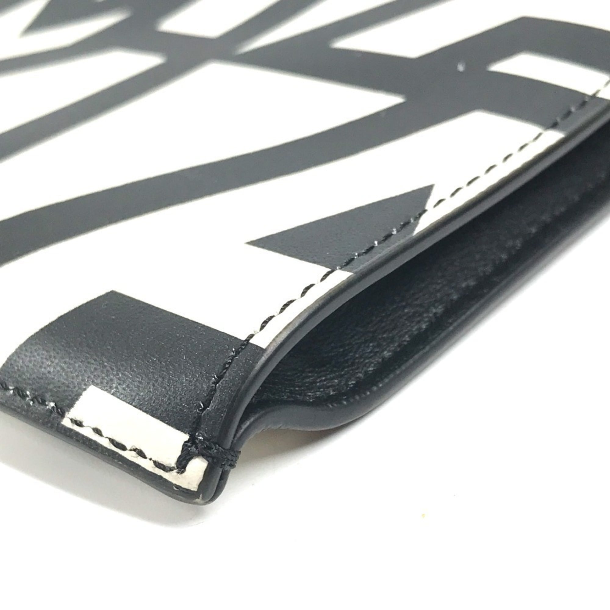 Fendi Black White Leather Clutch Bag Handbag Pouch (Pre-Owned)