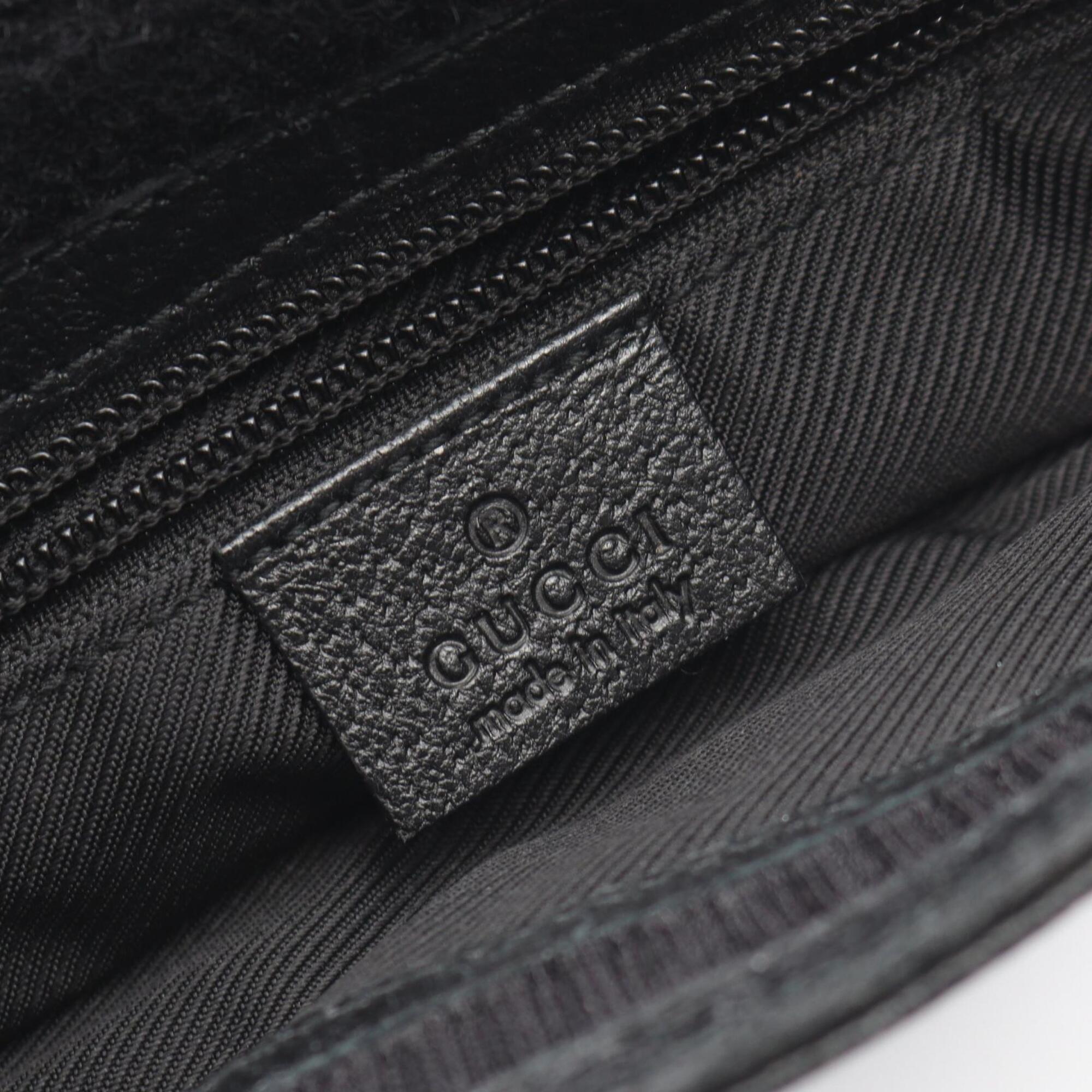 Gucci Black Gg Canvas Leather Handbag Shoulder Bag (Pre-Owned)