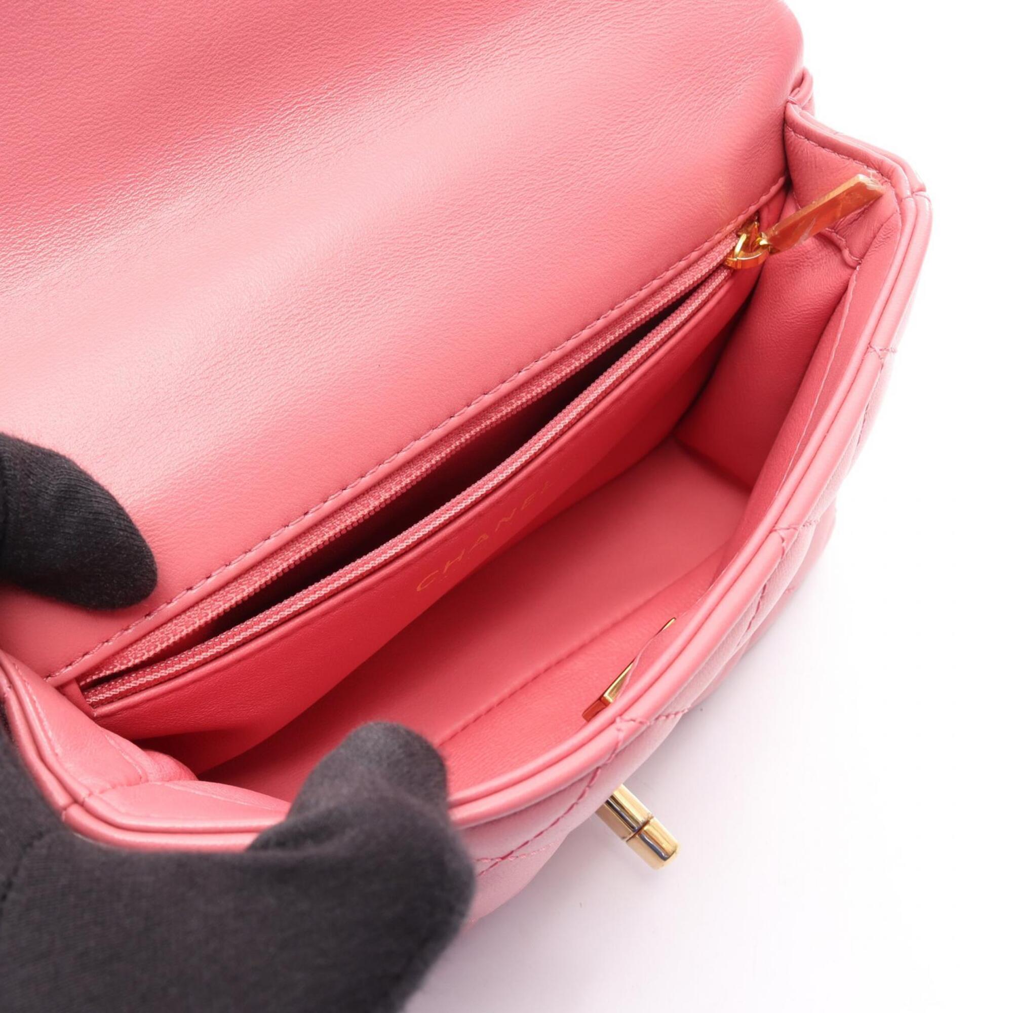 Chanel Pink Leather Handbag Shoulder Bag (Pre-Owned)