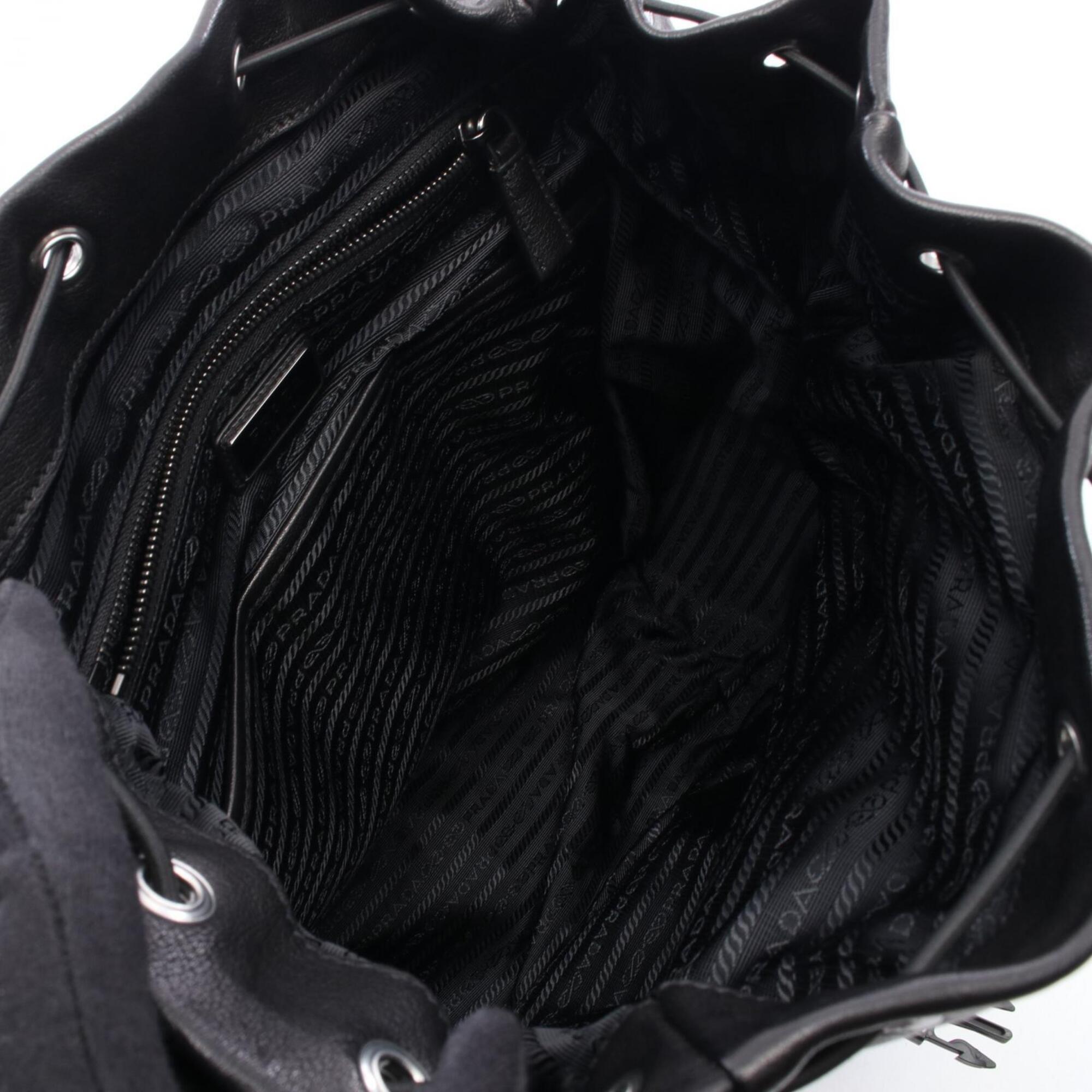 Prada Black Leather Backpack Handbag (Pre-Owned)
