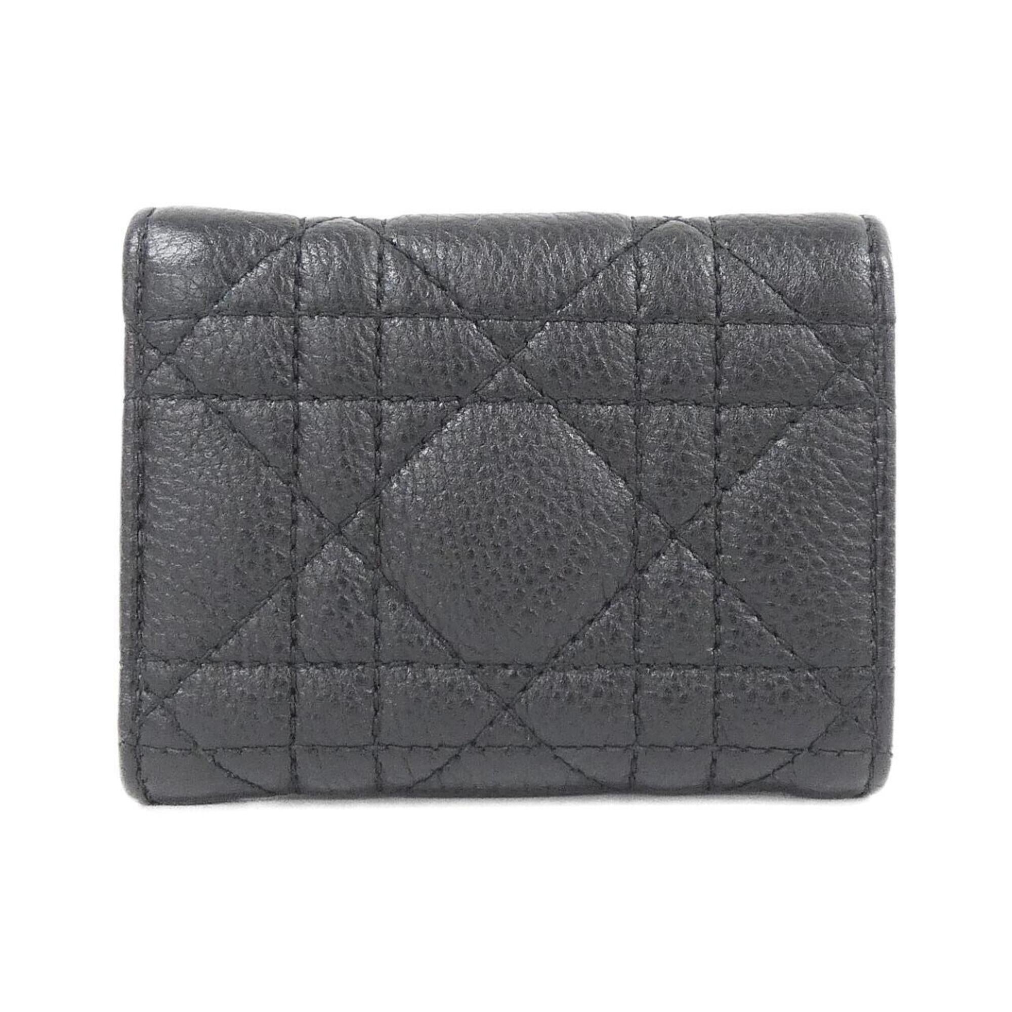 Christian Dior Black Leather Wallet (Tri-Fold) (Pre-Owned)