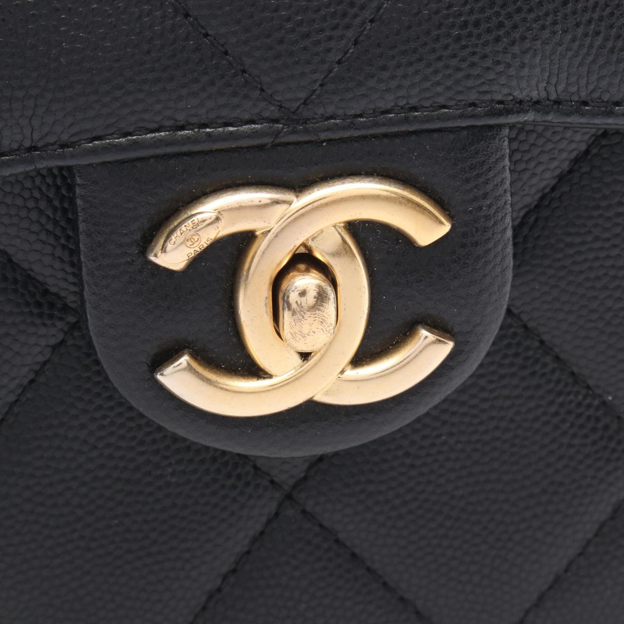 Chanel Black Grained Calfskin Handbag Shoulder Bag (Pre-Owned)
