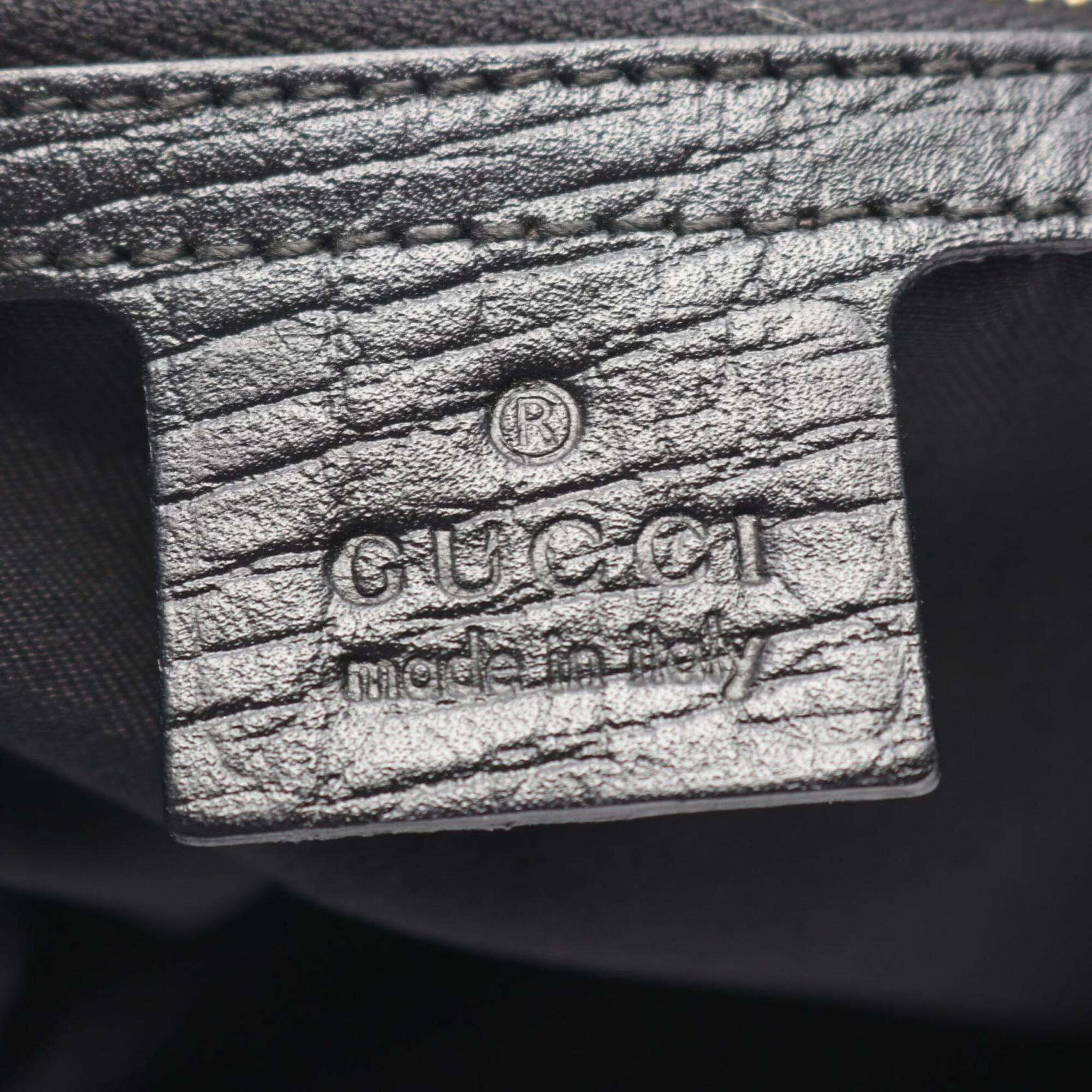 Gucci Black Canvas Leather Handbag Shoulder Bag (Pre-Owned)
