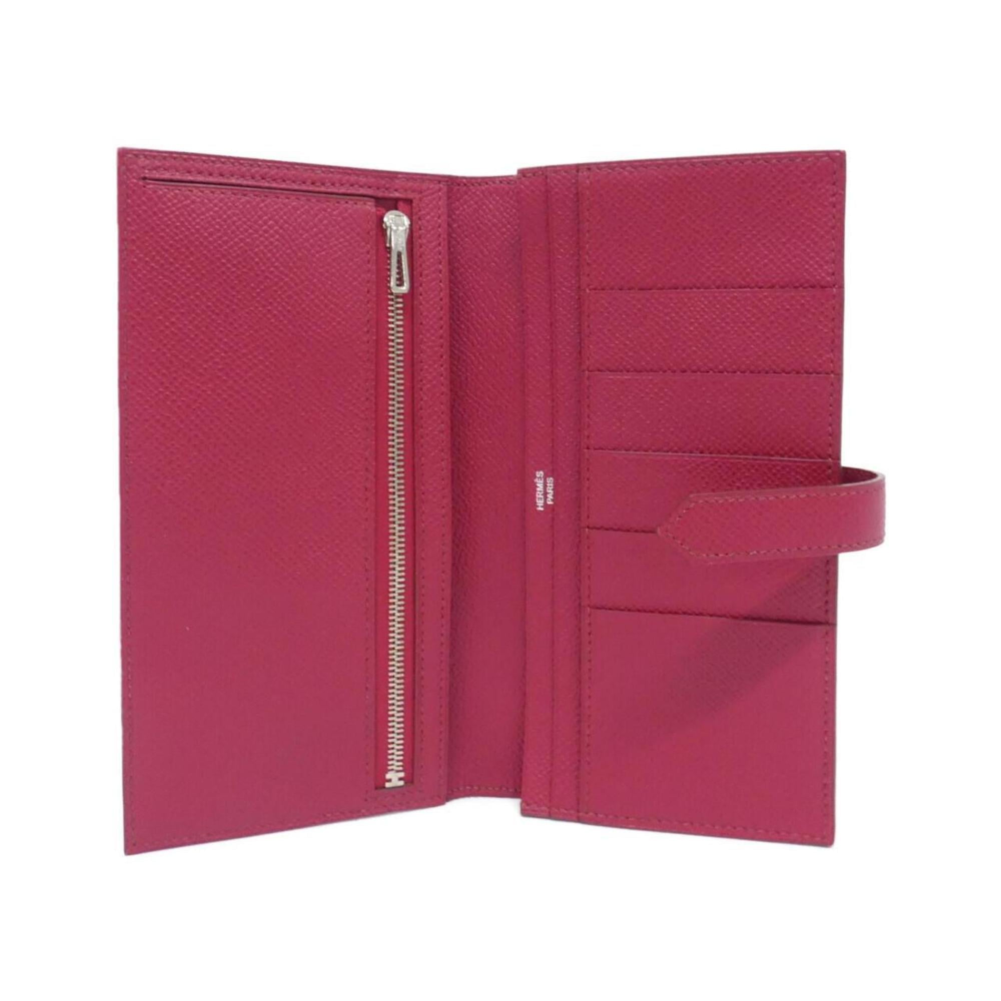 Hermes Bearn Ruby Epsom Leather Long Wallet (Bi-Fold) (Pre-Owned)