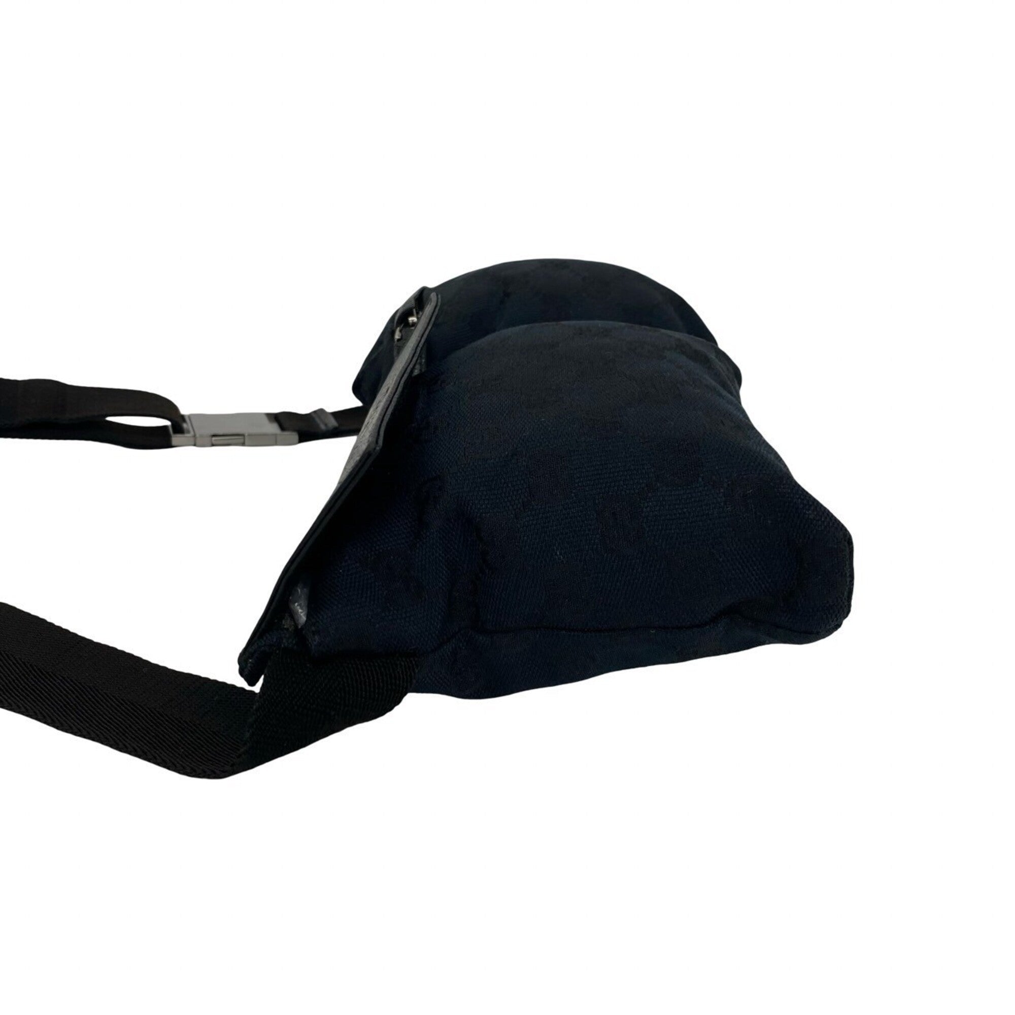 Gucci Black Canvas Leather Pouch Shoulder Bag Sling Bag (Pre-Owned)