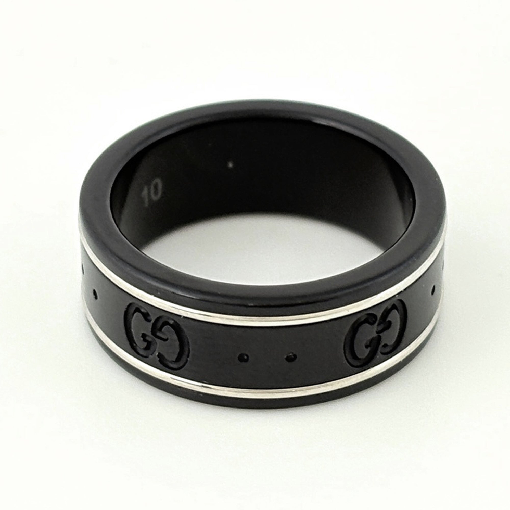 Gucci Black White Gold (18K) Band Ring (Pre-Owned)